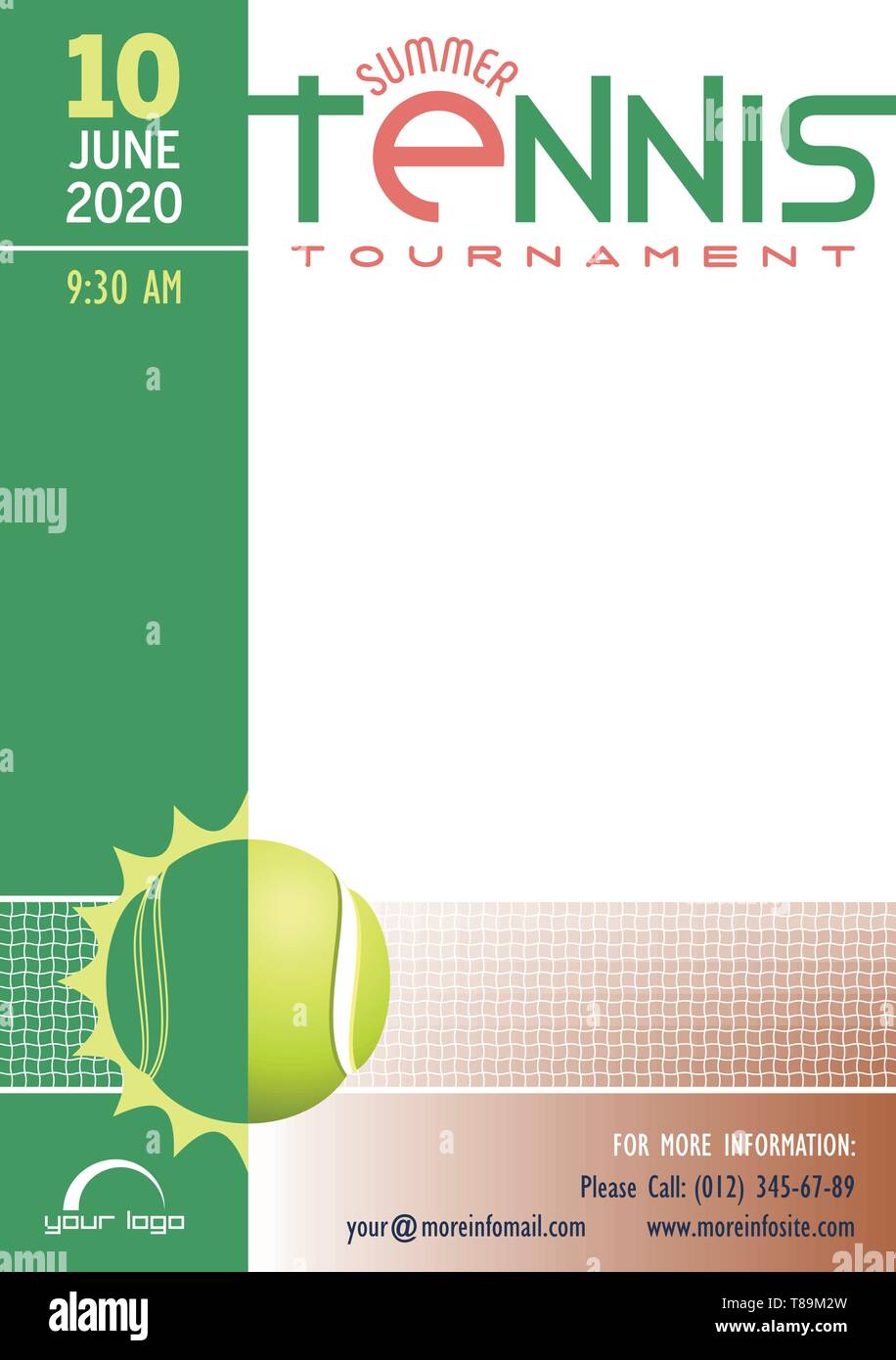 Tournoi de tennis d'été modèle d'affiche. Place pour votre message texte. Vector illustration. Illustration de Vecteur