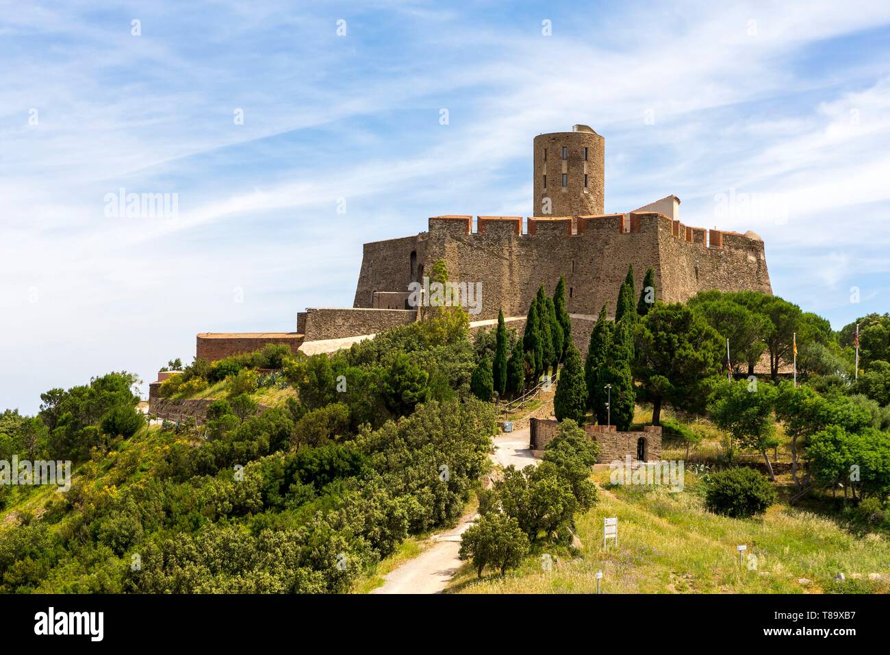 France, Pyrénées Orientales, Collioure, Côte Vermeille, le fort Saint-Elme du 16ème siècle Banque D'Images