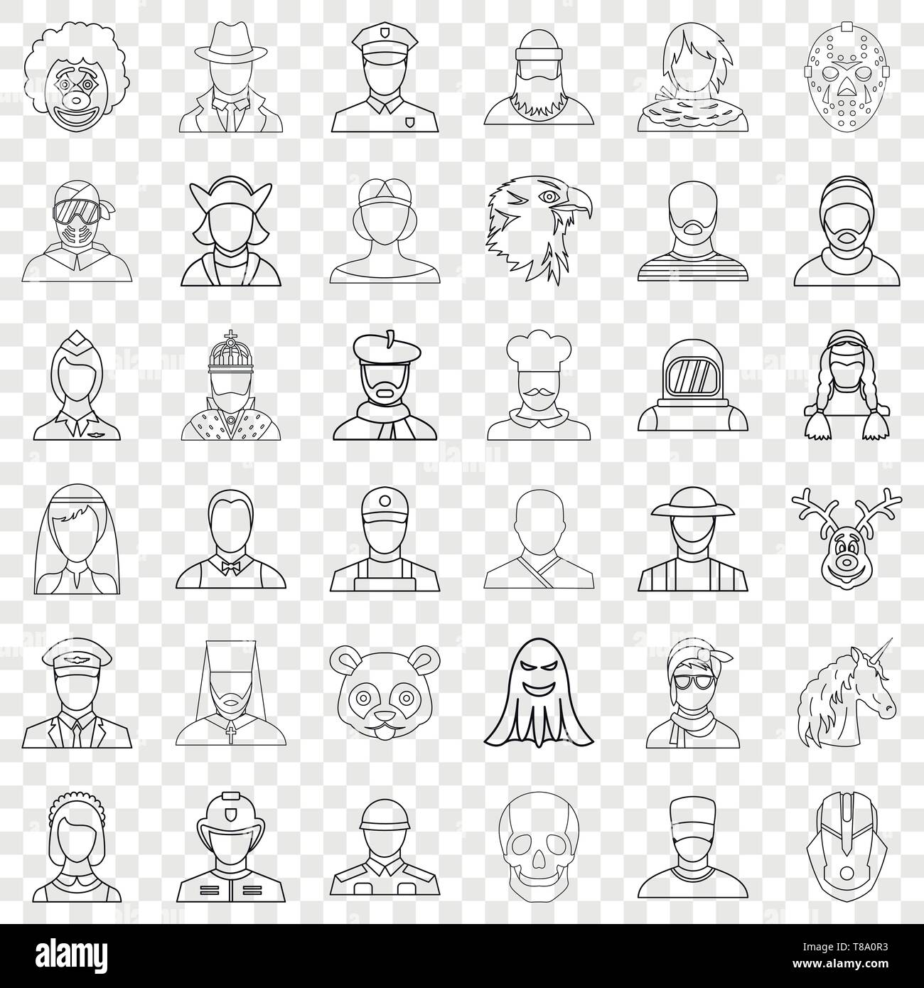 Femme icons set style du contour, Illustration de Vecteur