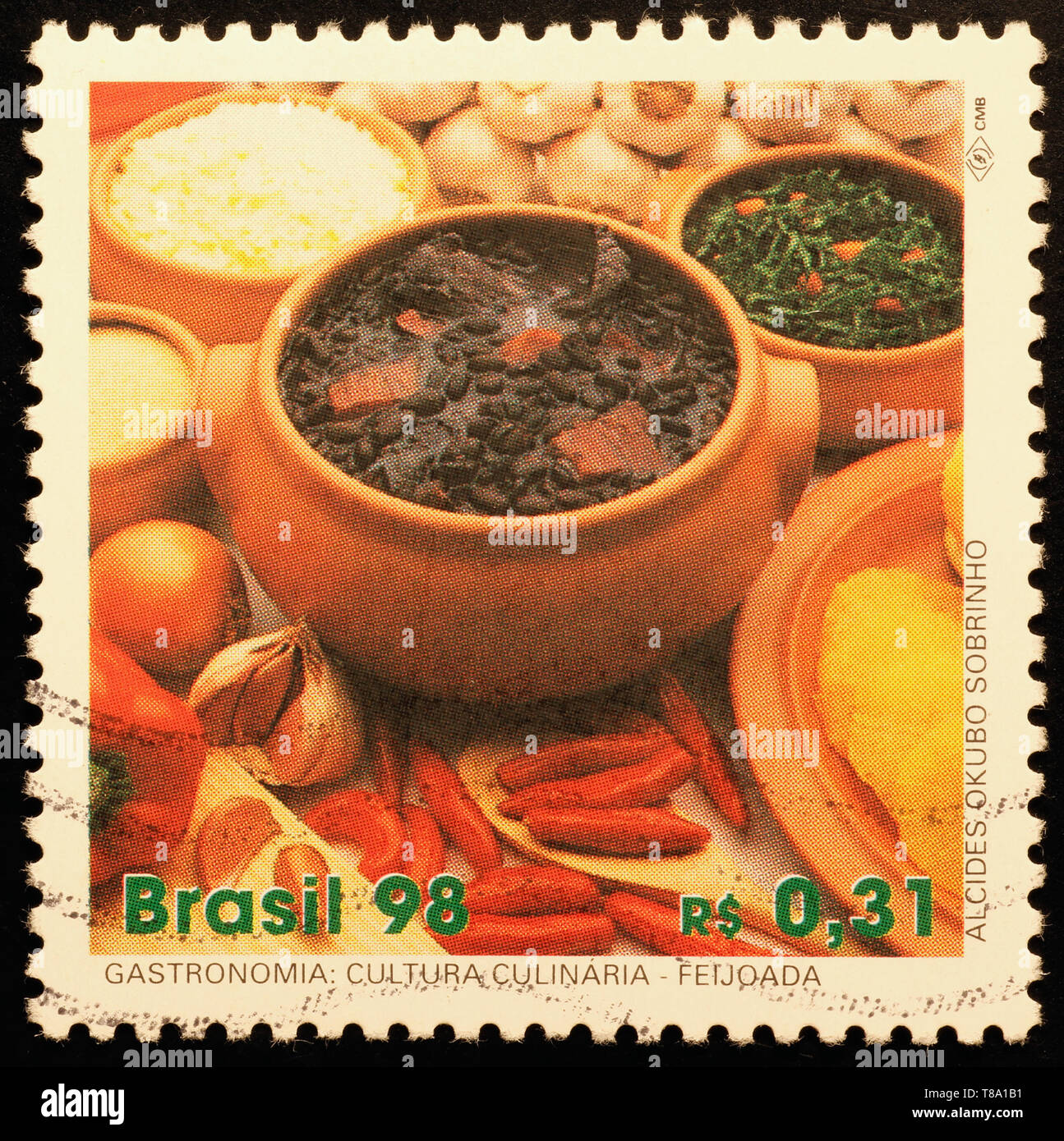 Feijoada, un plat typiquement brésilien sur timbre-poste Banque D'Images