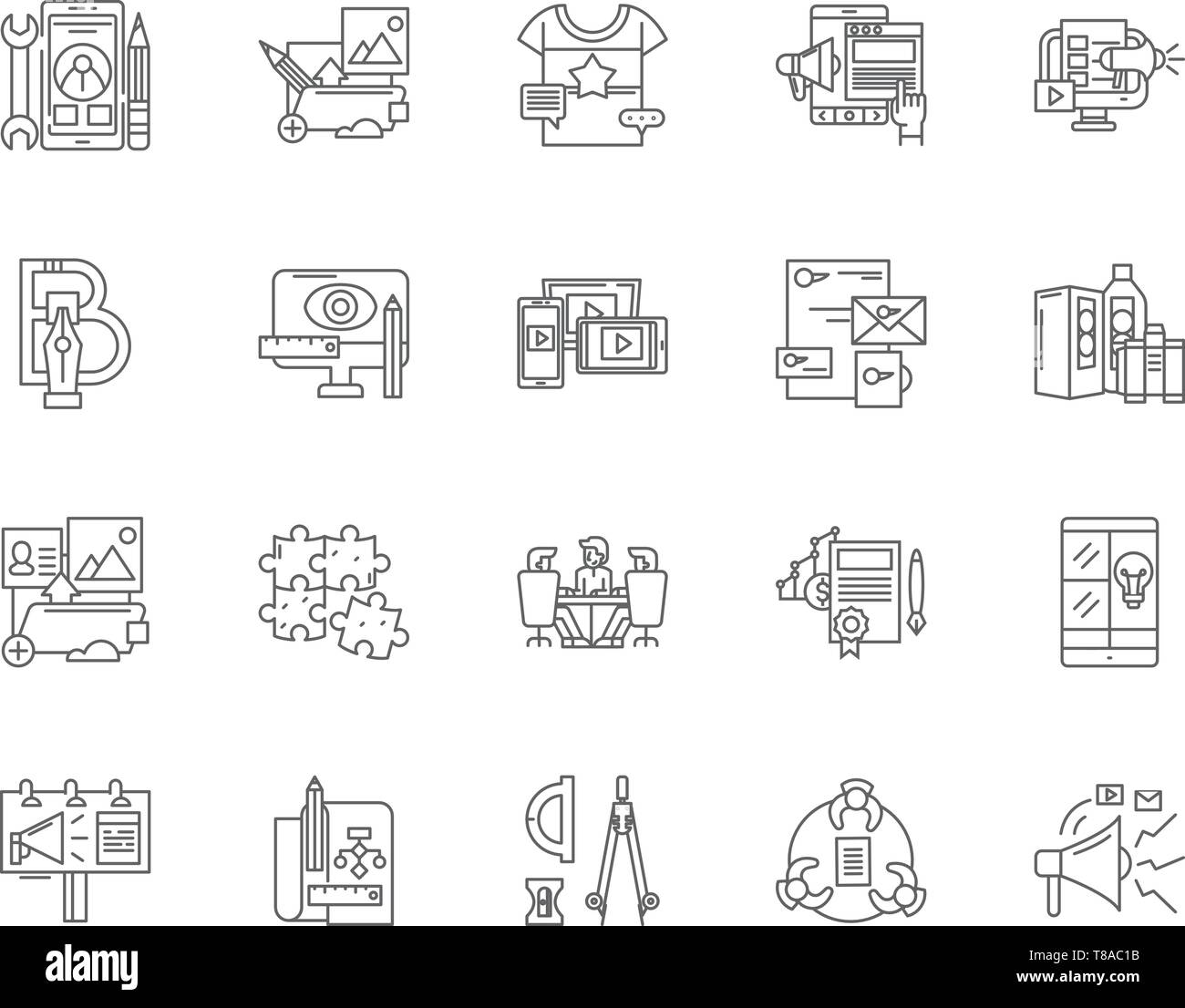 Icônes de ligne de développement agile, signes, vector set, contours concept illustration Illustration de Vecteur