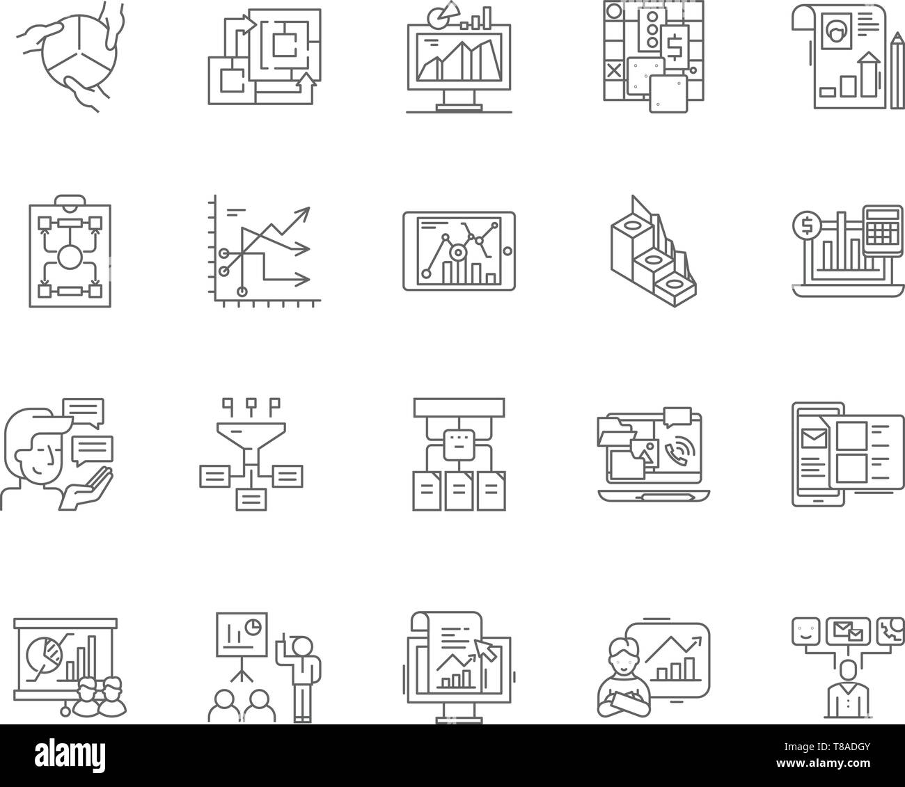 Modèle d'icônes de ligne, signes, vector set, contours concept illustration Illustration de Vecteur