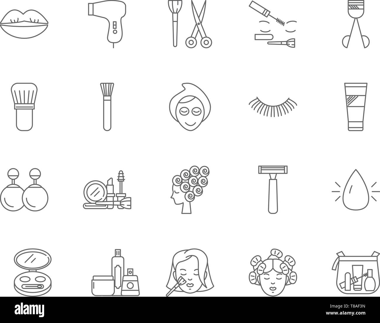 Icônes de ligne Cosmetologist, signes, vector set, contours concept illustration Illustration de Vecteur