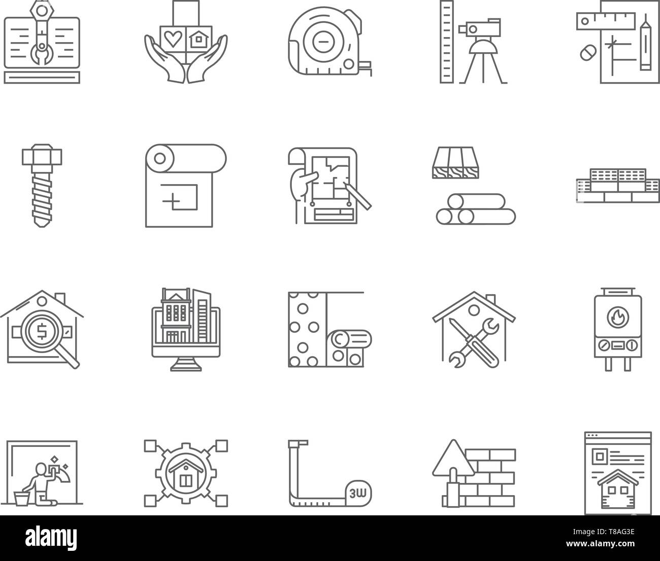 Ligne Eaport icônes, signes, vector set, contours concept illustration Illustration de Vecteur