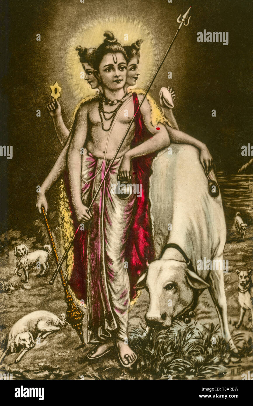 26-Mar-2013-tableau ancien de Guru Dattatreya, Mumbai maharashtra INDE Banque D'Images