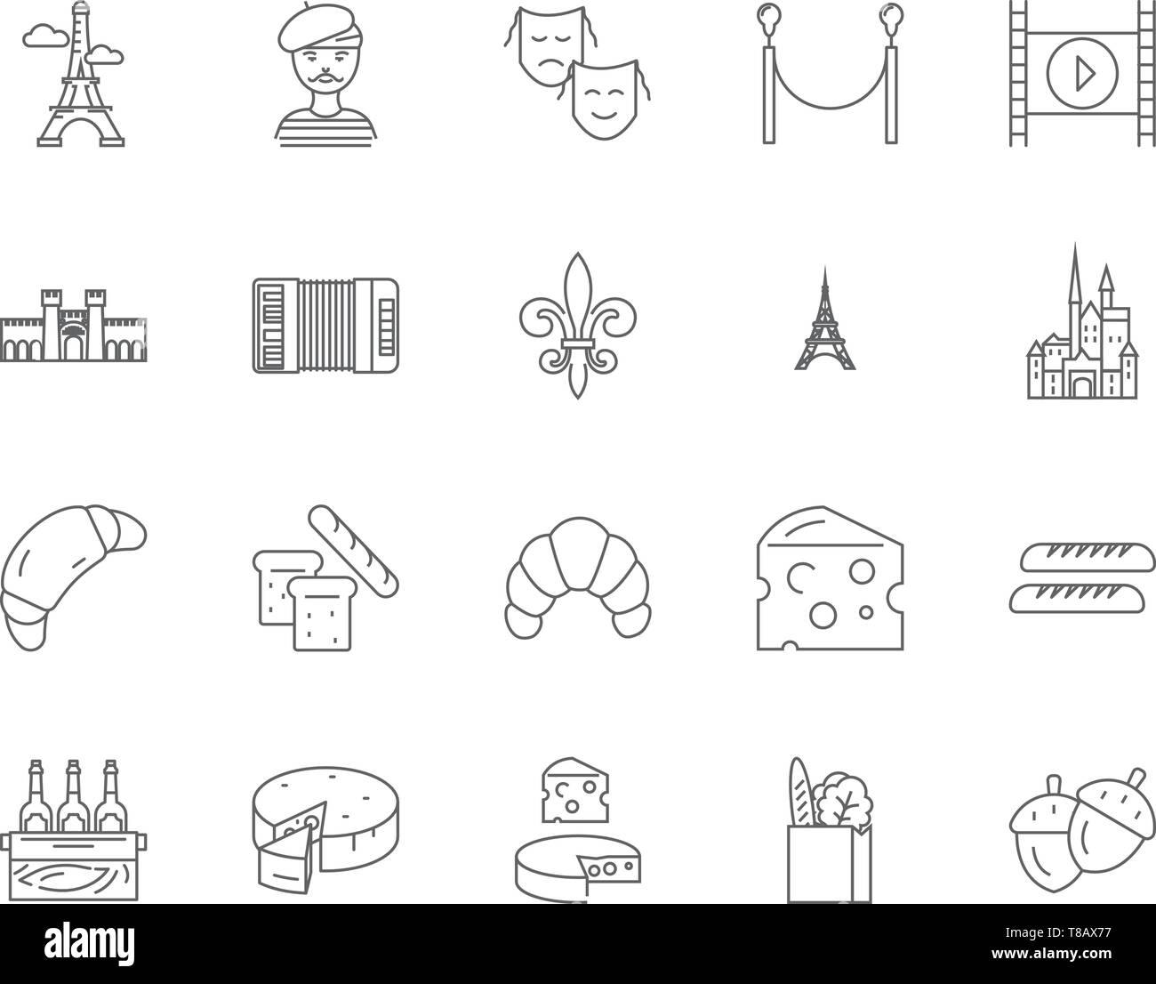 France line icônes, signes, vector set, contours concept illustration Illustration de Vecteur