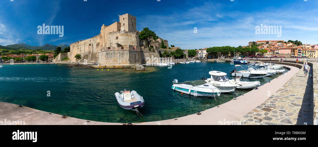 France, Pyrénées Orientales, Collioure, Château Royal Banque D'Images