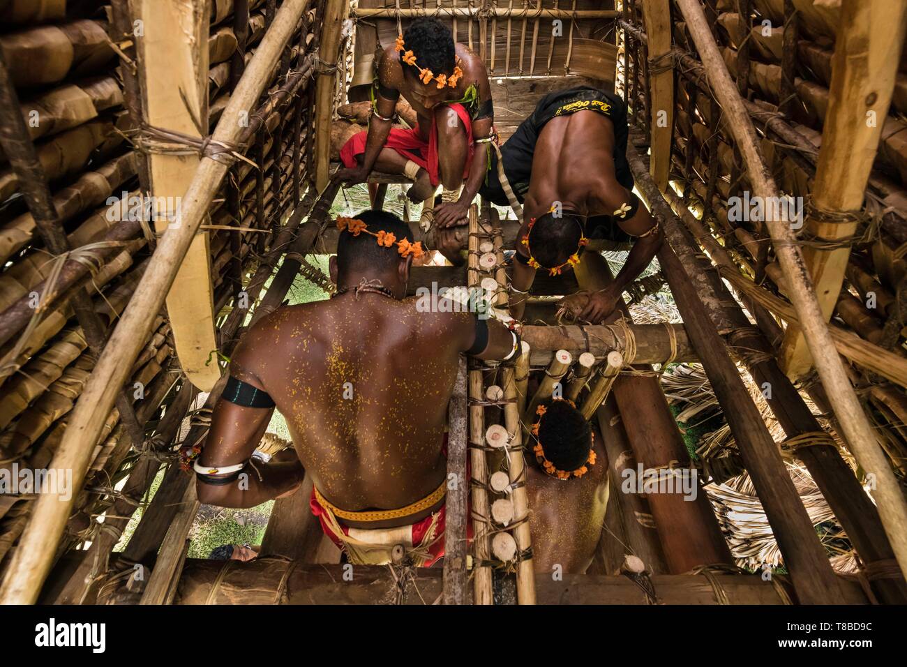 La Papouasie-Nouvelle-Guinée, Milne Bay Province, Encastreaux Trobriands, la mer, l'archipel de l'île de Kiriwina, Okaiboma Village, cérémonie d'Igname Banque D'Images