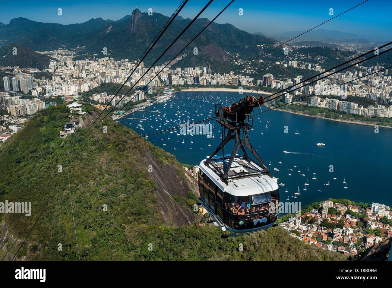 Le Brésil, l'état de Rio de Janeiro, Rio de Janeiro, ville classée Patrimoine Mondial de l'UNESCO, vue générale du Téléphérique de Sugarloaf Banque D'Images