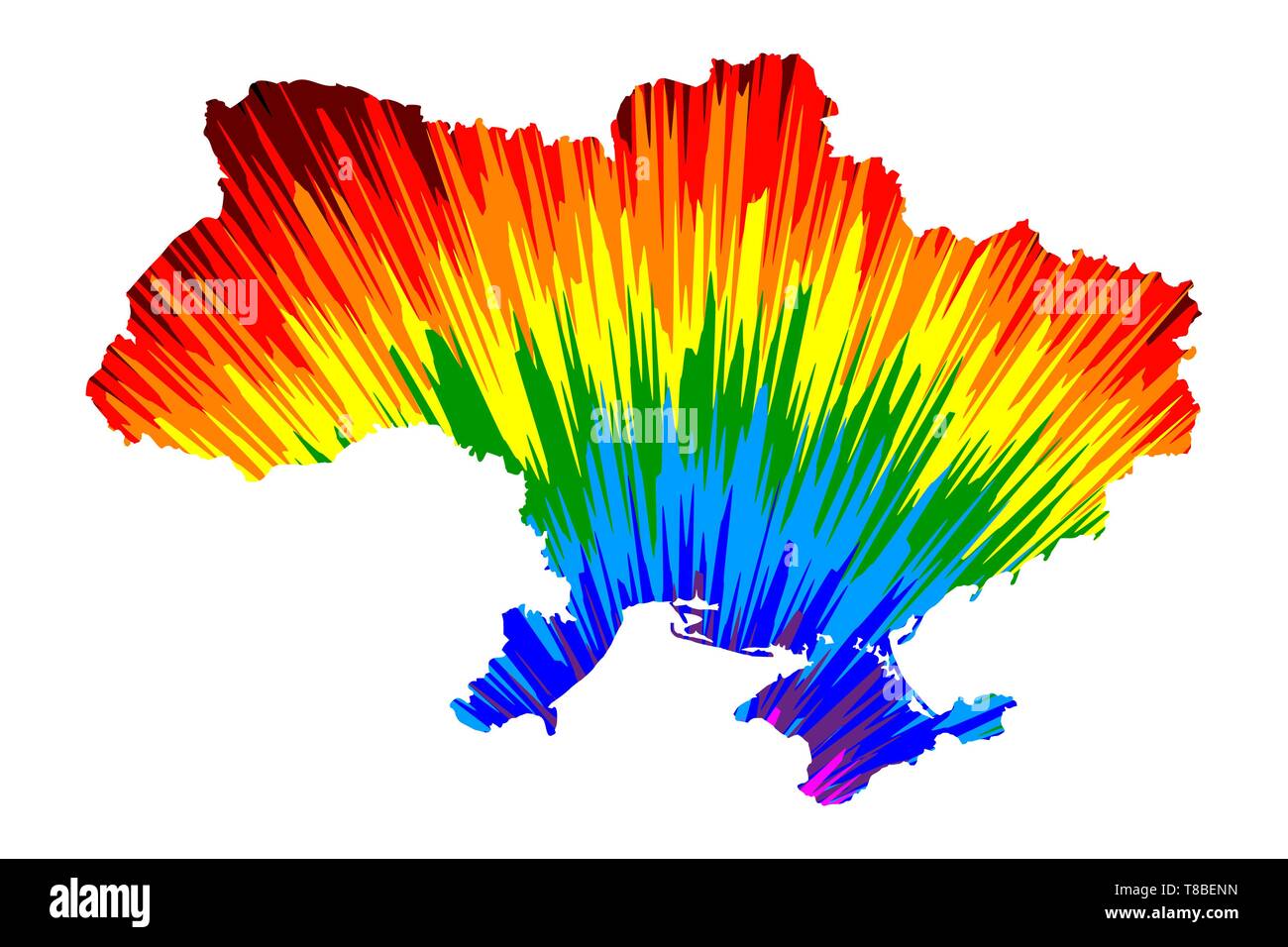 Ukraine - carte est conçu rainbow résumé motif coloré, l'Ukraine carte de color explosion, Illustration de Vecteur