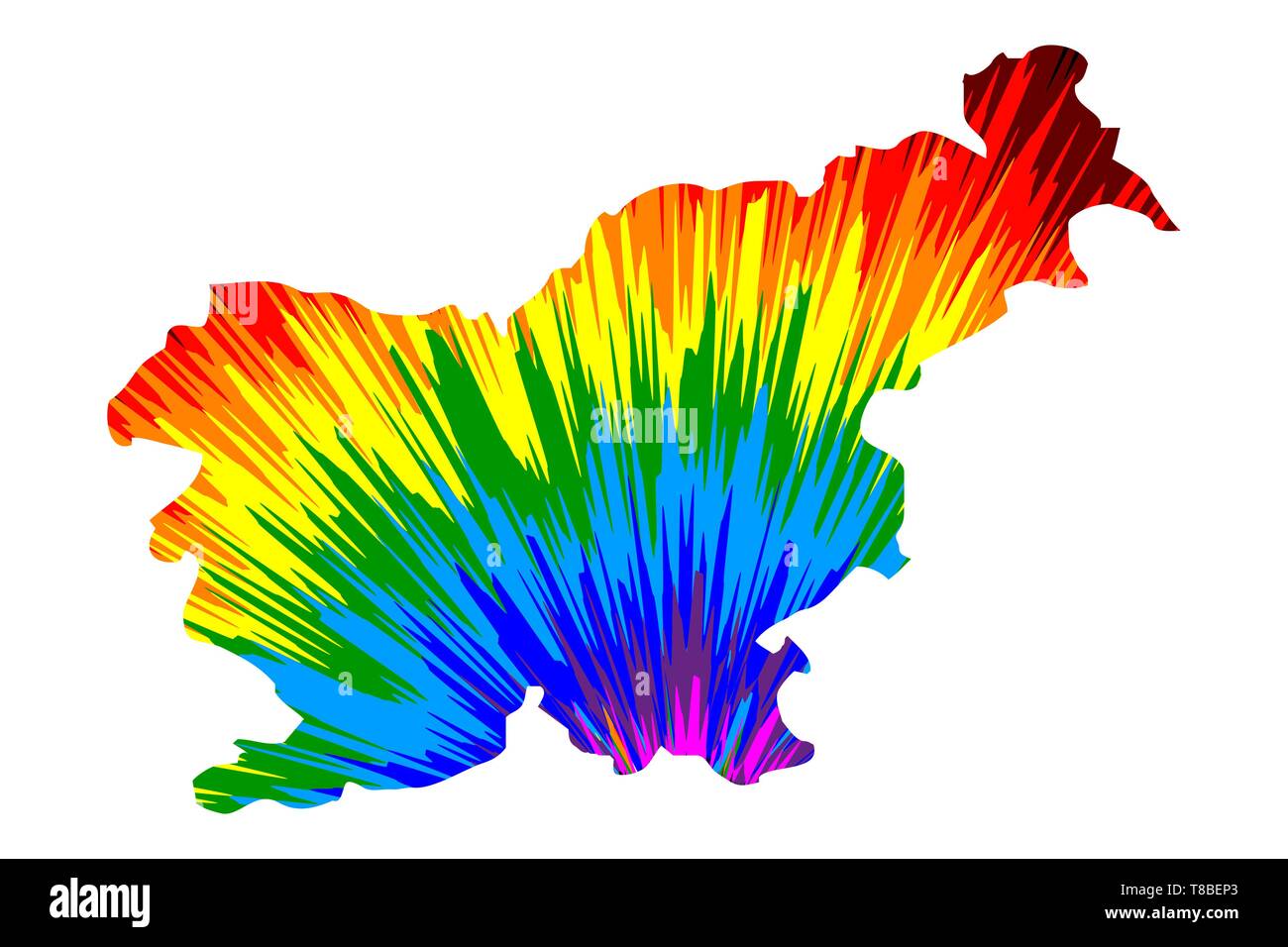 Slovénie - carte est conçu rainbow abstract colorful pattern, République de Slovénie map made of color explosion, Illustration de Vecteur