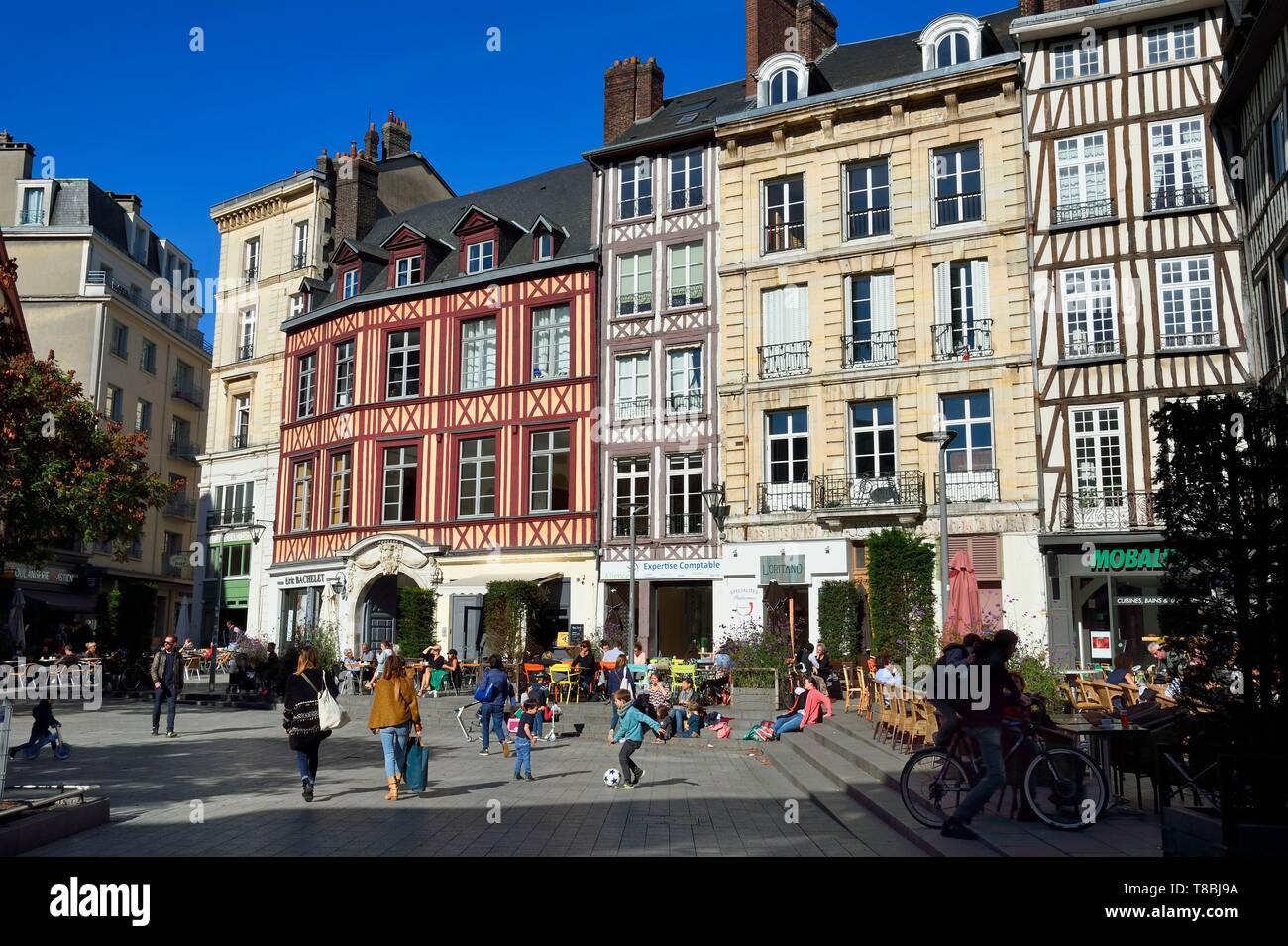 France, Seine Maritime, Rouen, place de la Pucelle en l'honneur de Jeanne d'Arc brûlée vive pas loin de là Banque D'Images