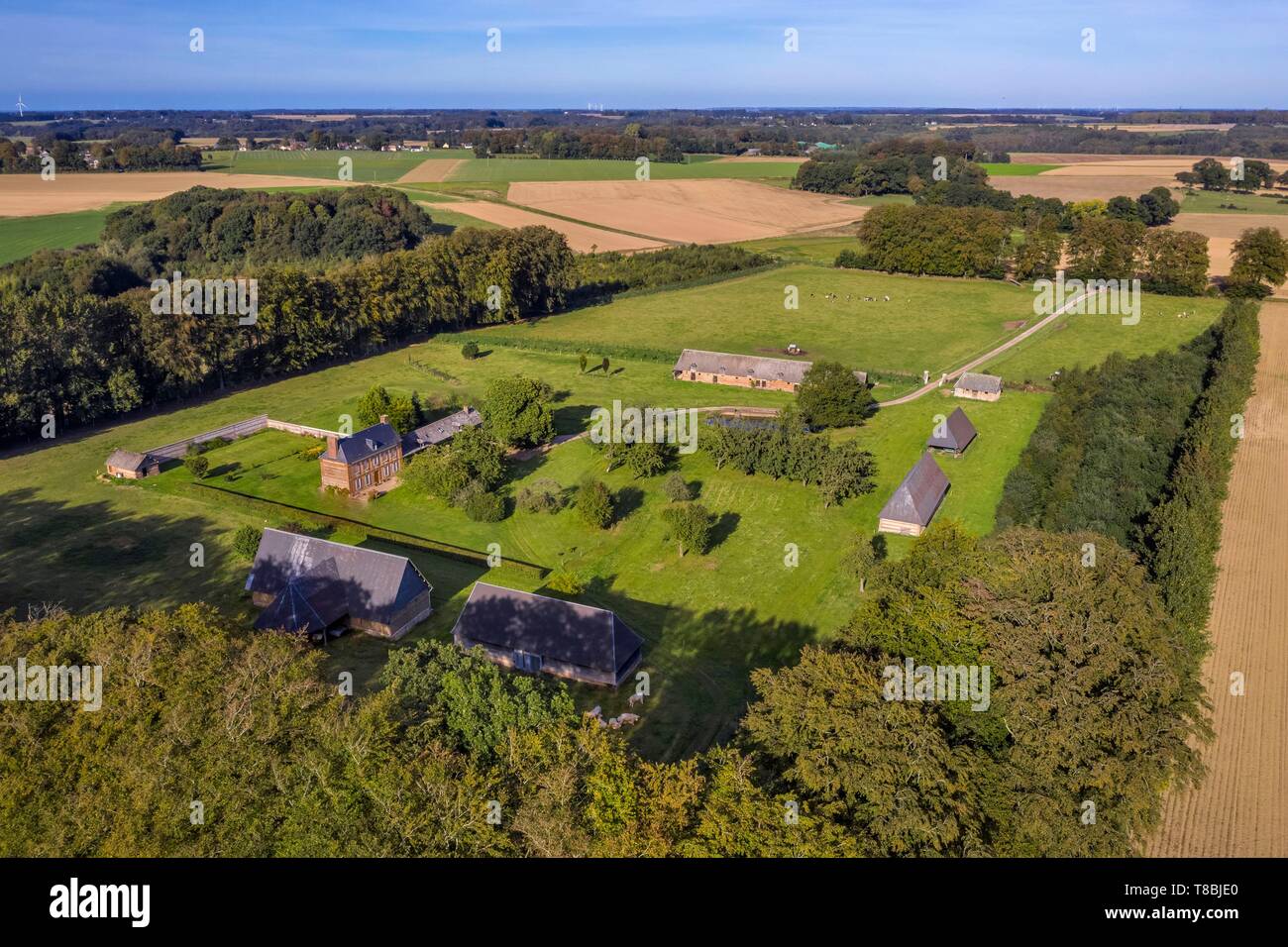 La France, Pays de Caux, Seine-Maritime, Harcancille, clos masure, une ferme typique de Normandie, appelé la Bataille Banque D'Images