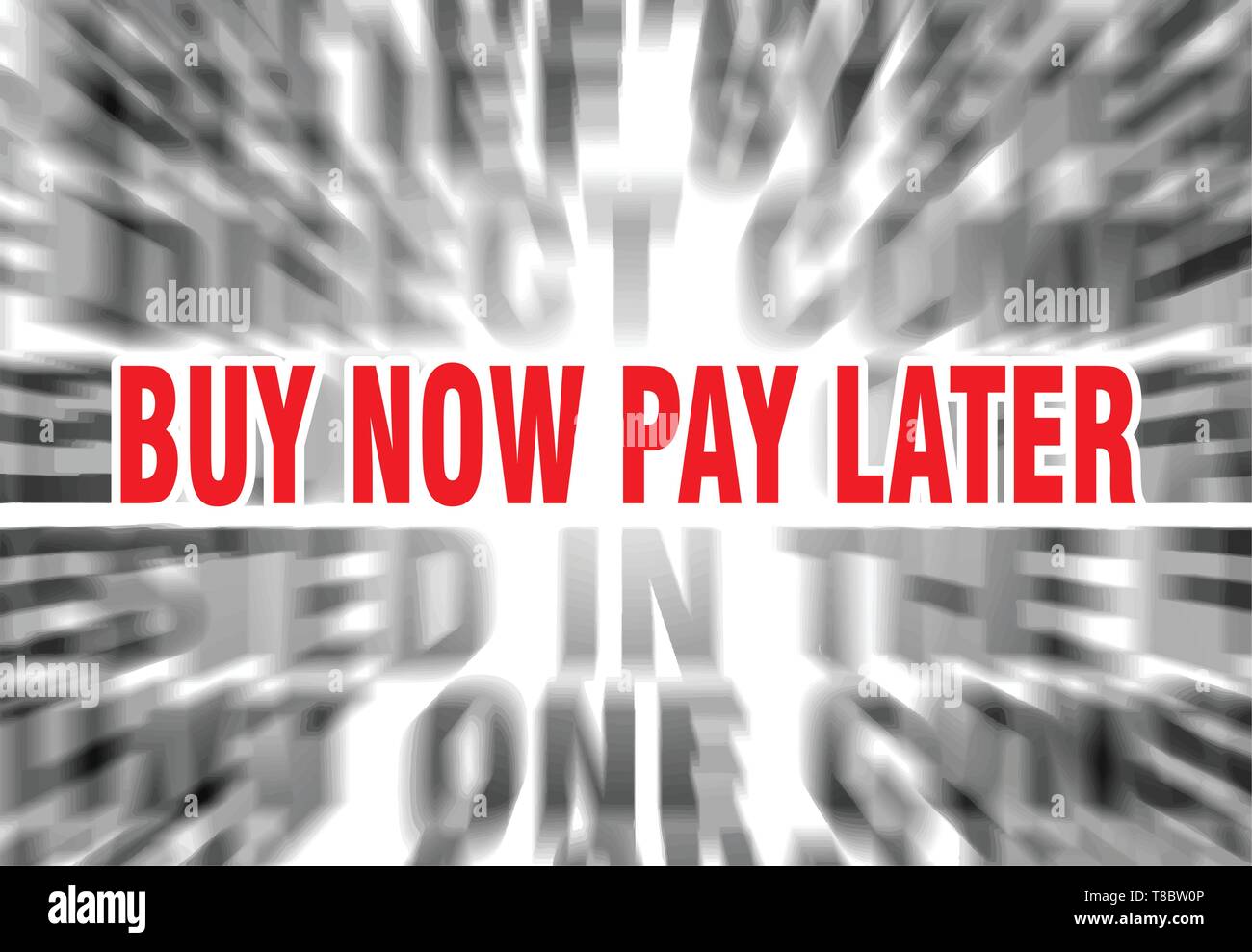 Texte estompé avec l'accent sur achetez maintenant, payez plus tard Illustration de Vecteur