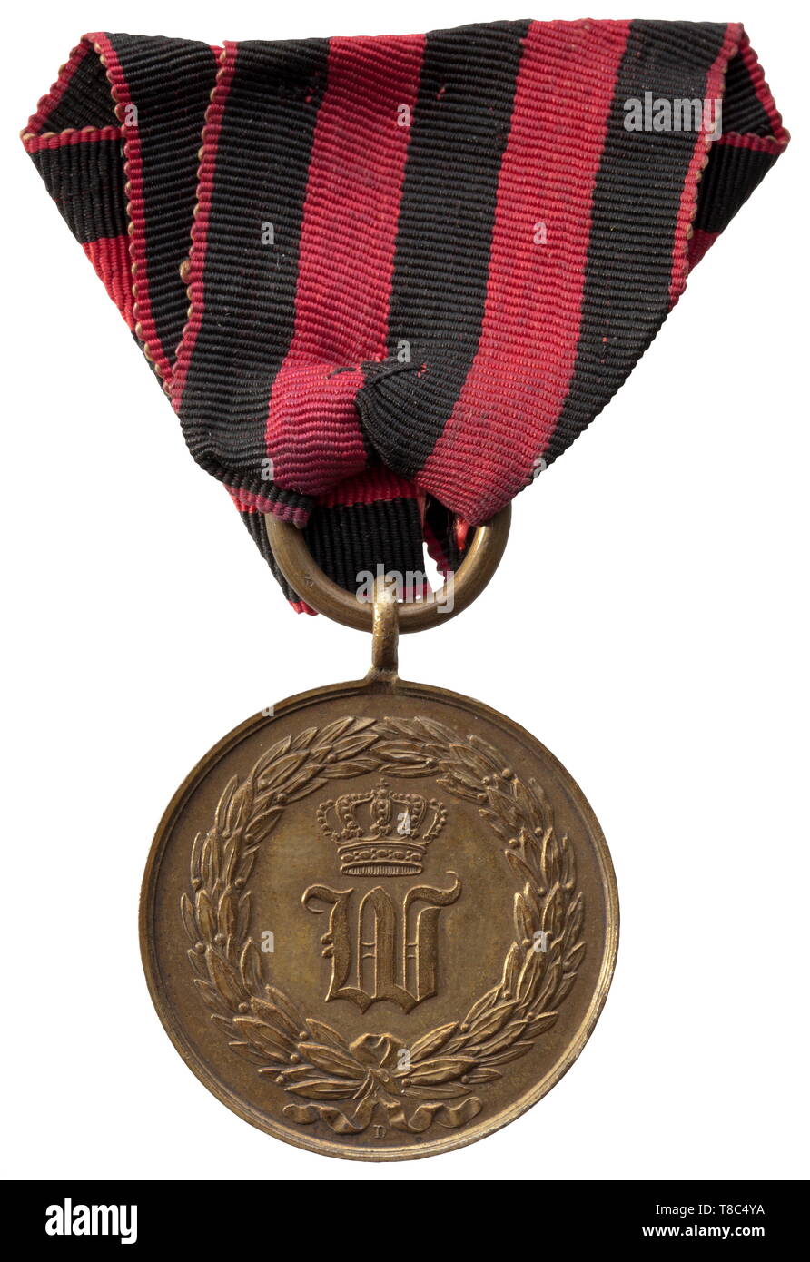 Une médaille commémorative de la guerre de Baden et de Schleswig-Holstein  1848 la médaille, découpe par Dietelbach Août Gottlieb, a 16 groupes de  feuilles de laurier et est signé "D". En 1849