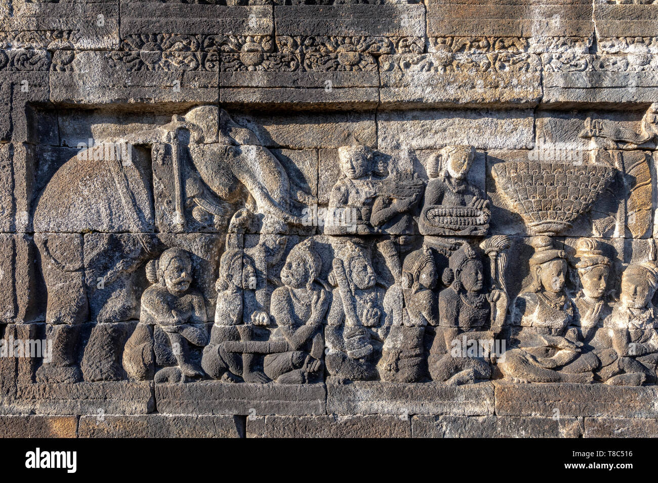 Au secours de pierre temple de Borobudur Borobudur, complexes, Yogyakarta, Java, Indonésie Banque D'Images