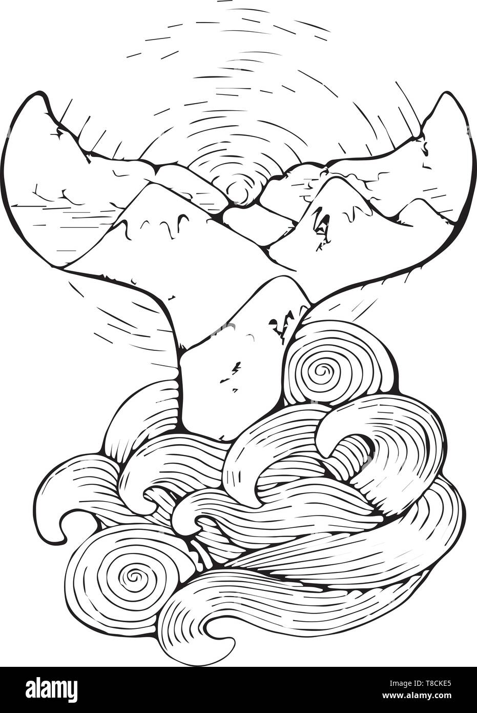 Illustration Noir Et Blanc D Une Queue De Baleine Disparaissant Dans La Mer Vague Graphiques Soleil Montagne Idee De Tatouage Image Vectorielle Stock Alamy Illustration Noir Et Blanc D Une Queue De Baleine Disparaissant Dans La Mer Vague Graphiques Soleil Montagne Idee De Tatouage Image Vectorielle Stock Alamy