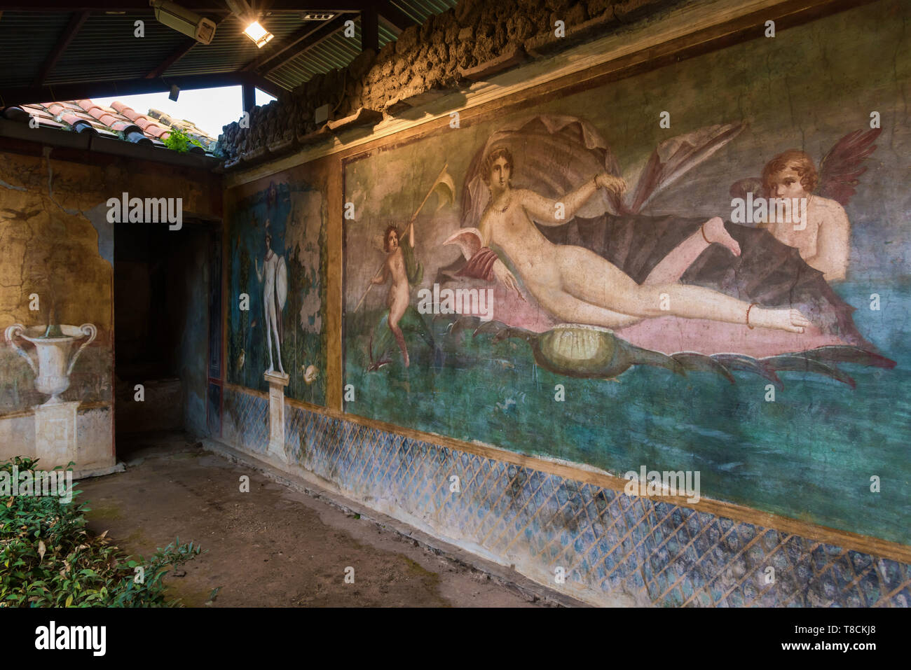 Fresque en chambre de Vénus dans le shell, Pompéi, Italie Banque D'Images