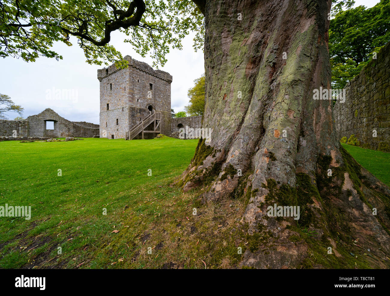 Château de Lochleven sur le Loch Leven à Perth et Kinross, Écosse, Royaume-Uni Banque D'Images