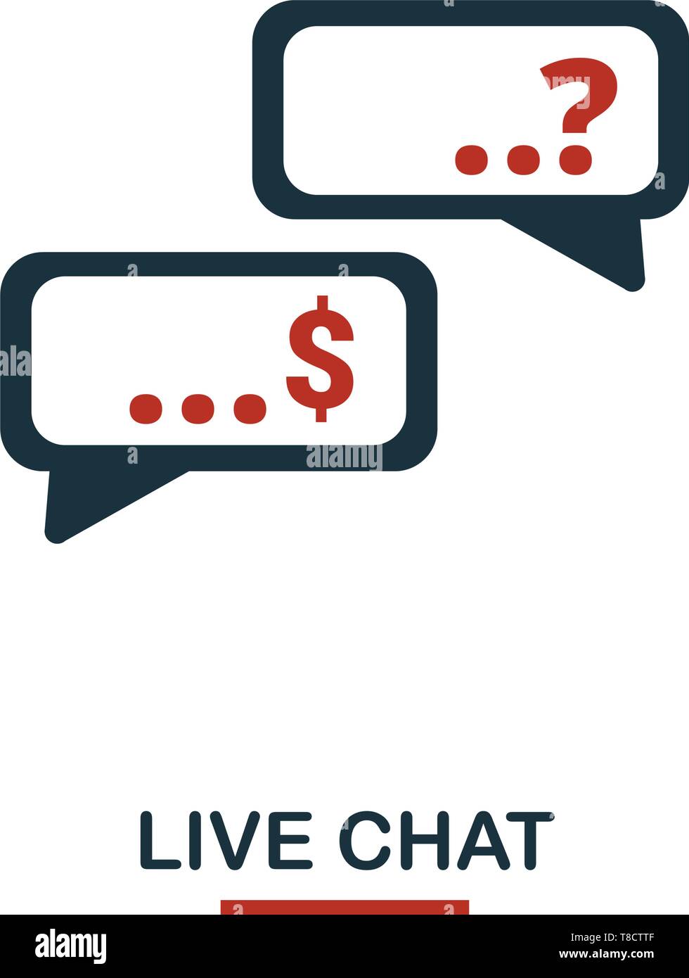 L'icône de Chat en direct en deux couleurs. Creative design noir et rouge à partir de la collection d'icônes d'e-commerce. Simple parfait pixel pour l'icône de chat en direct, des applications web design Illustration de Vecteur