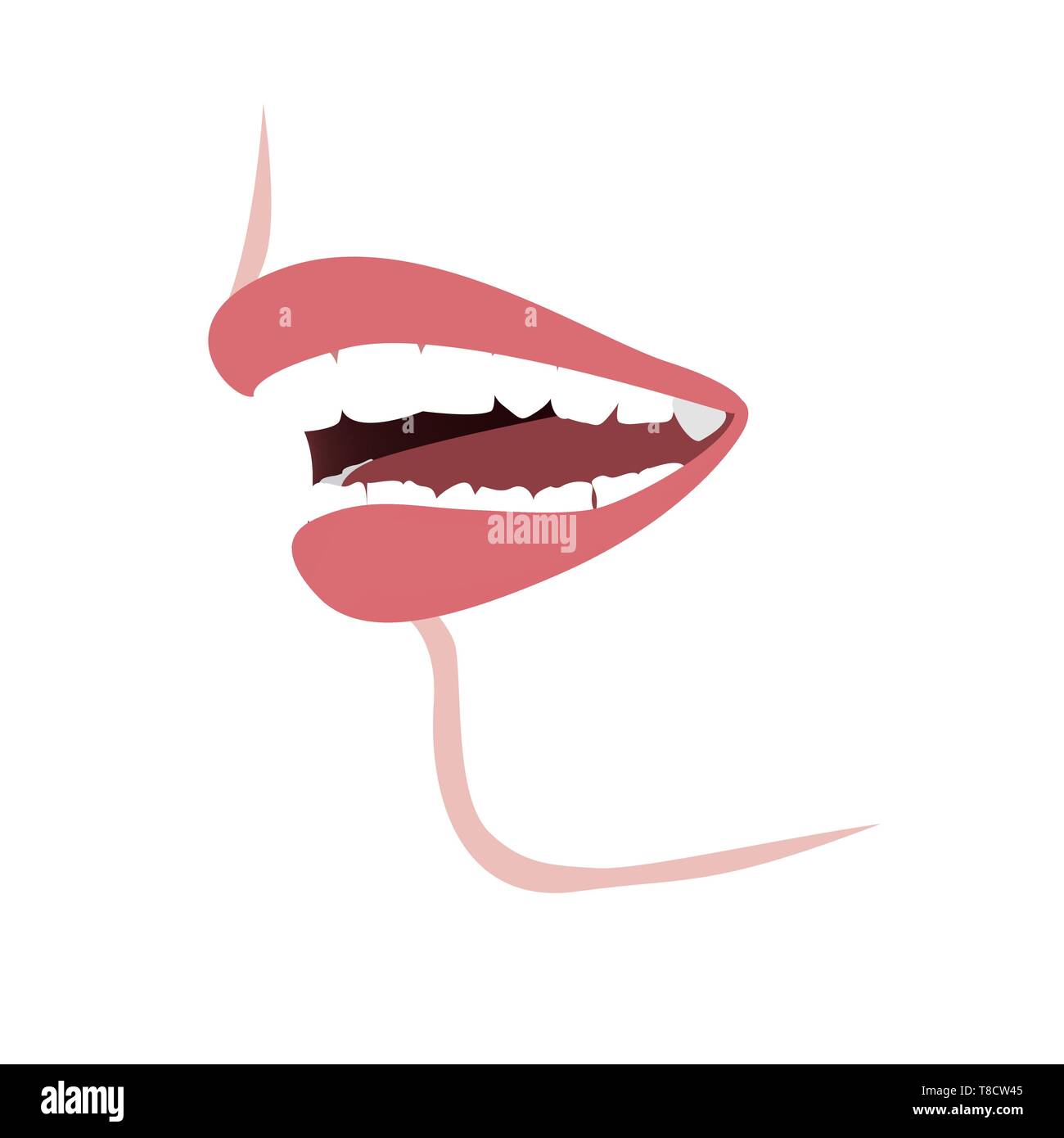 Profil de la bouche avec une bouchée avant de l'orthotropics distal ou orthotropics le traitement. Vector illustration Illustration de Vecteur