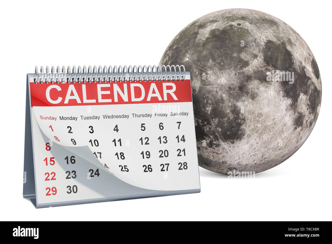 Concept du calendrier lunaire. Le rendu 3D isolé sur fond blanc Banque D'Images
