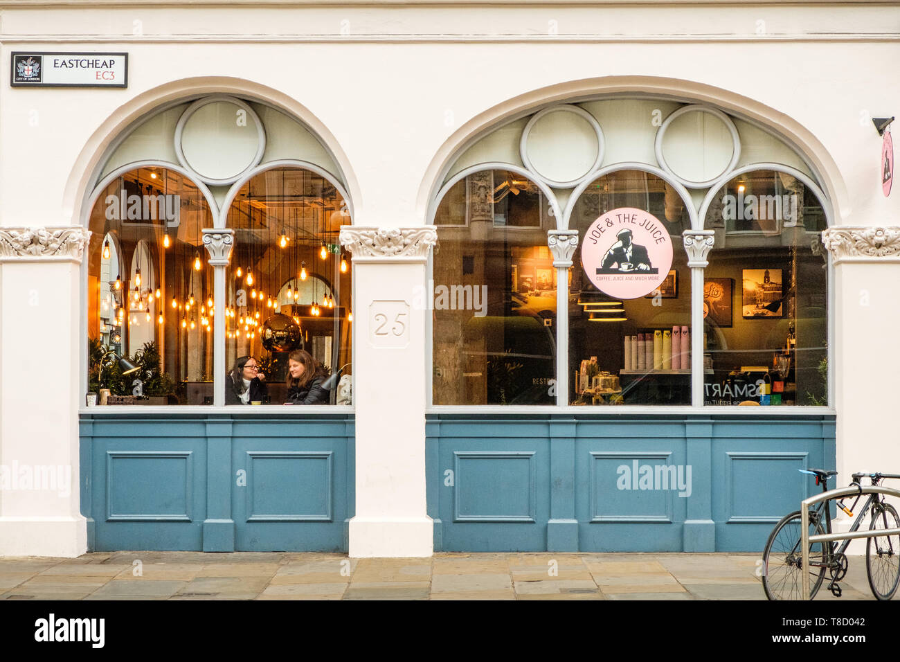 Joe et le jus, Eastcheap, Londres Banque D'Images