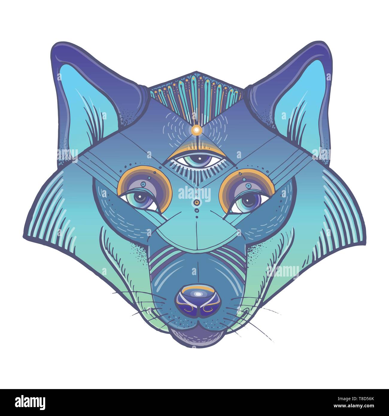 Vector illustration de tête de loup. Vector poster avec loup au style géométrique. Illustration de Vecteur