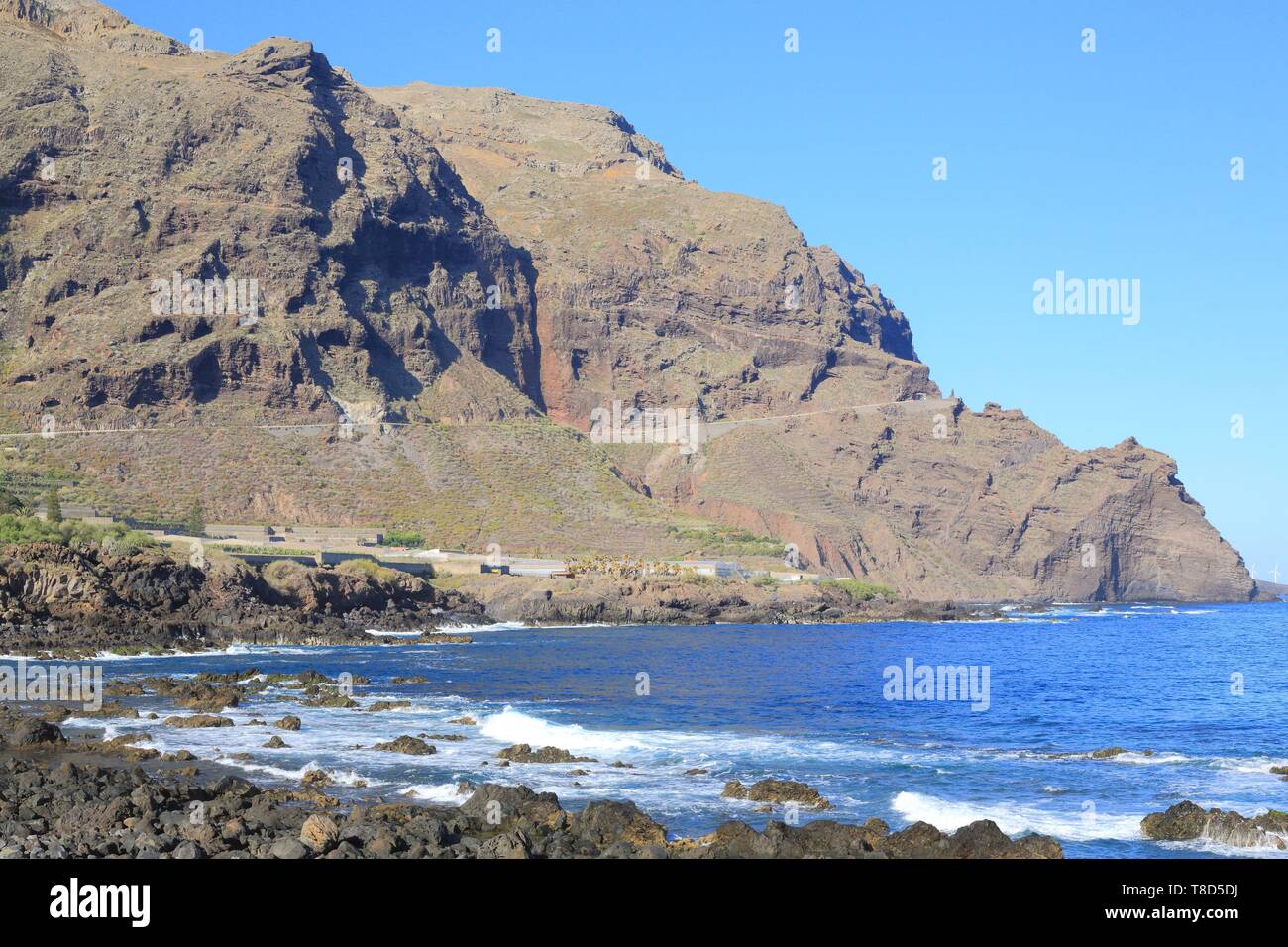L'Espagne, Iles Canaries, Tenerife, province de Santa Cruz de Tenerife, Buenavista del Norte, Plage de Las Arenas Banque D'Images