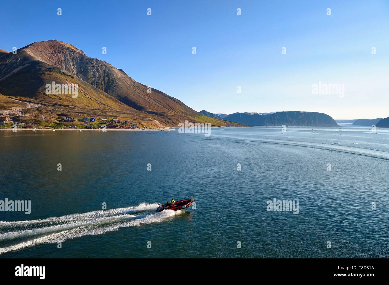 Le Groenland, côte nord-ouest, Murchison Sound au nord de la baie de Baffin, Siorapaluk, le village du nord du Groenland plus Banque D'Images