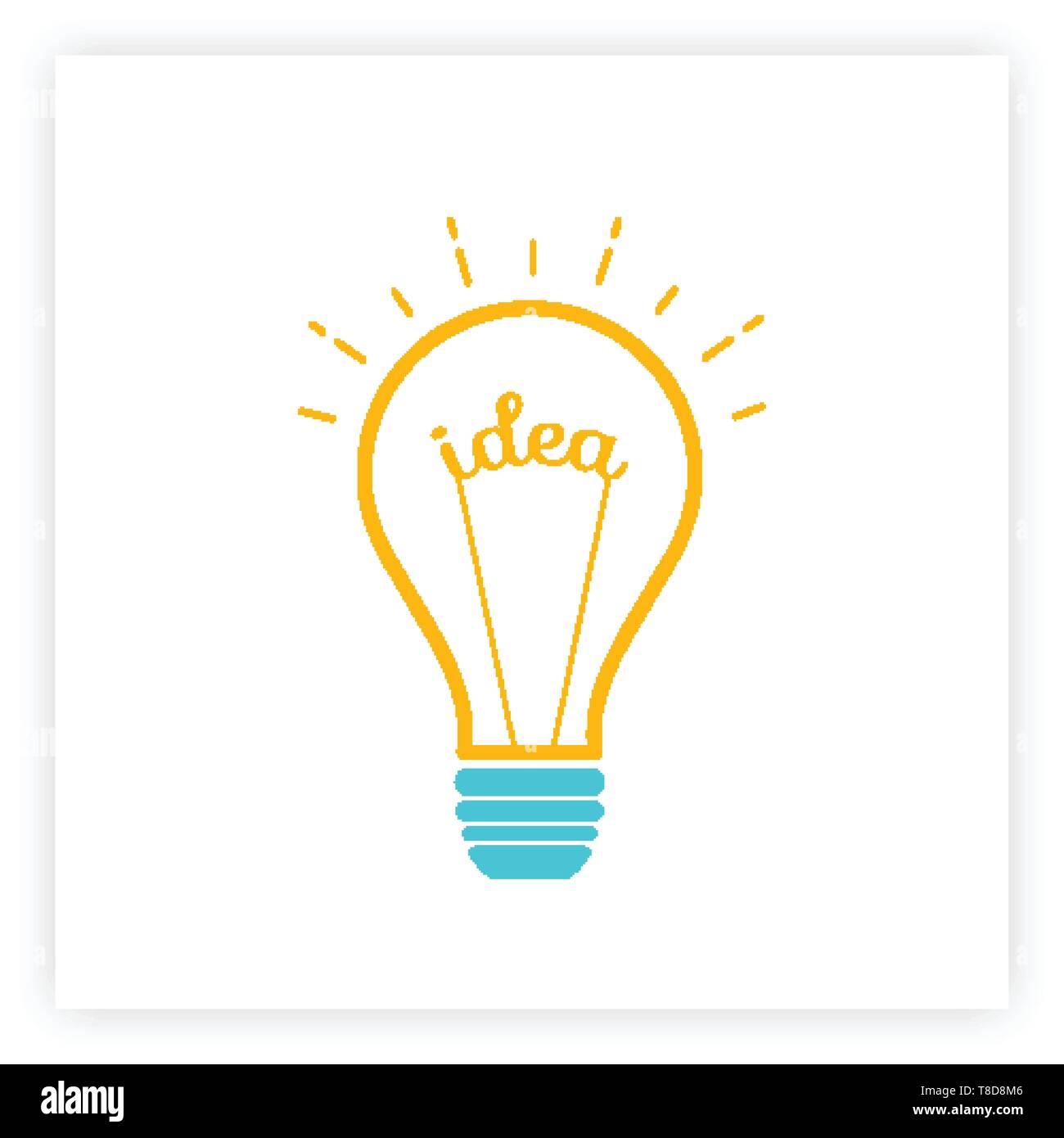 Lightbulb idée créative et brainstorm concept vector illustration. Pensez innovation graphique de déroulement avec contour orange et bleu lampe silhouette avec la lumière et l'intérieur. Idée word Illustration de Vecteur
