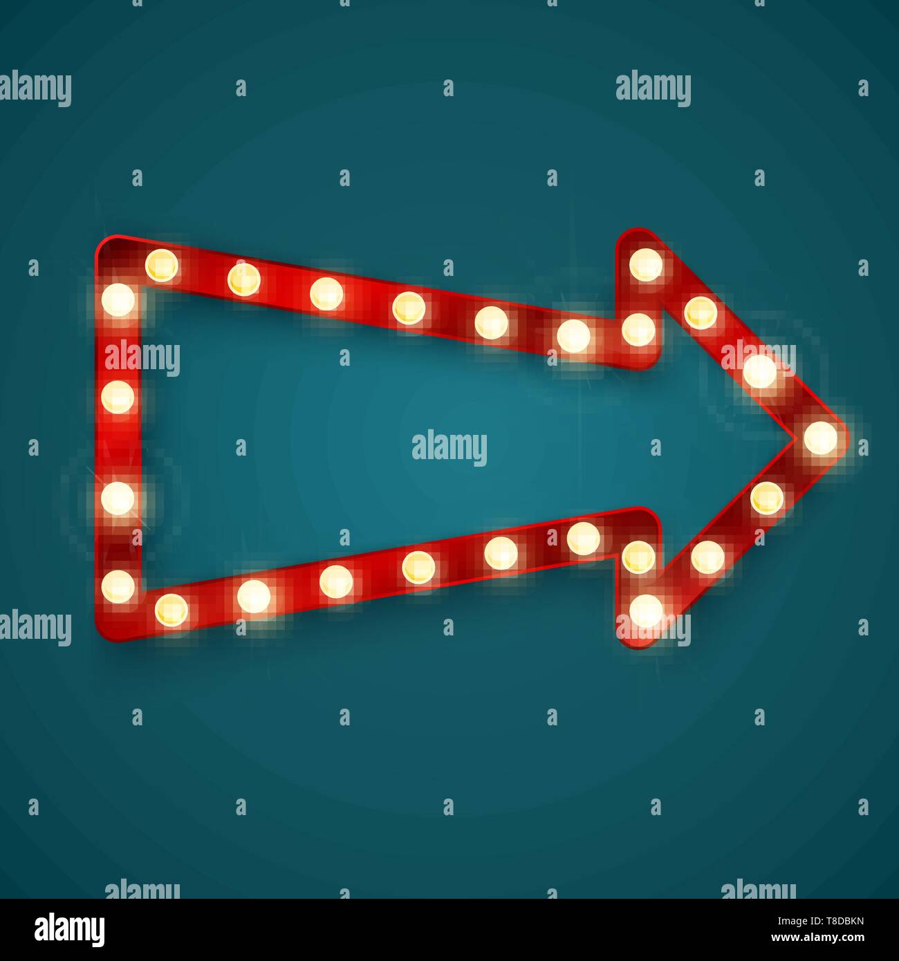 Flèche rétro bannière. Enseigne publicitaire en casino. Vector illustration Illustration de Vecteur