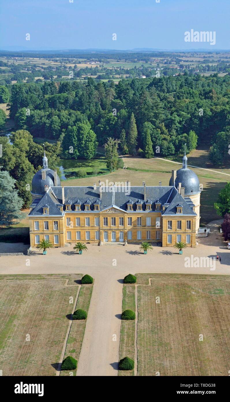 France, Saône et Loire, Palinges, Château de Digoine (vue aérienne) Banque D'Images