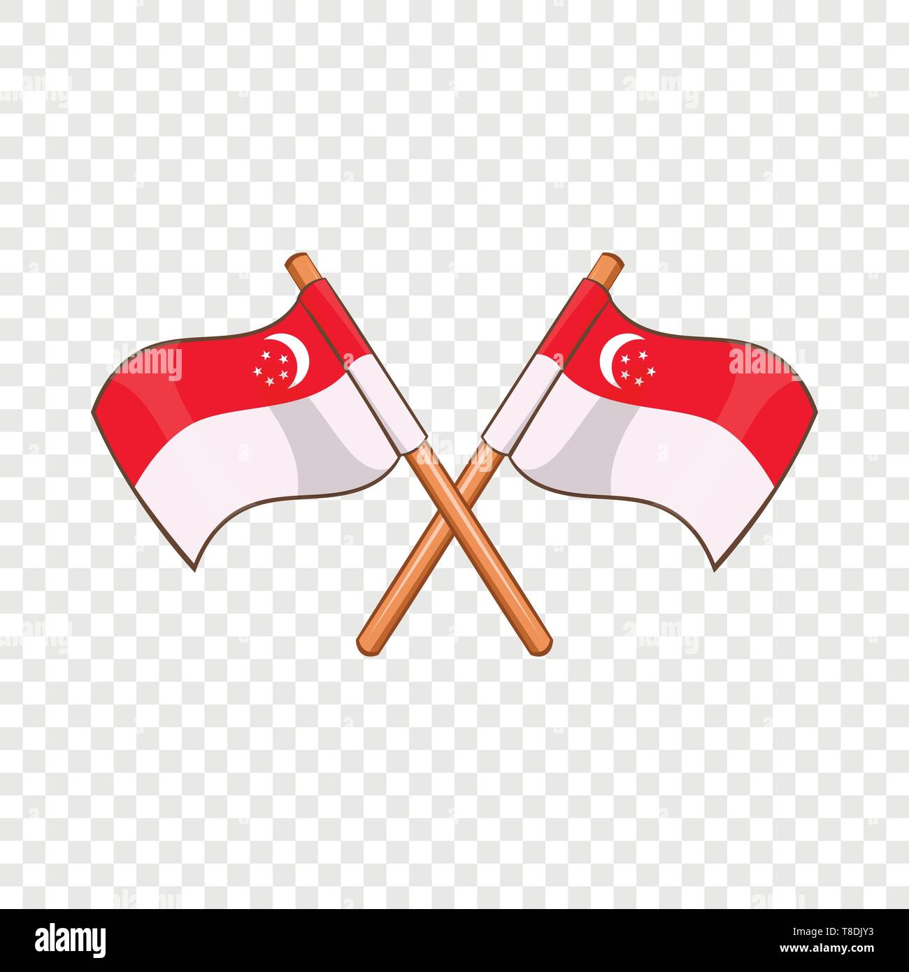 L'icône du drapeau de Singapour, cartoon style Illustration de Vecteur