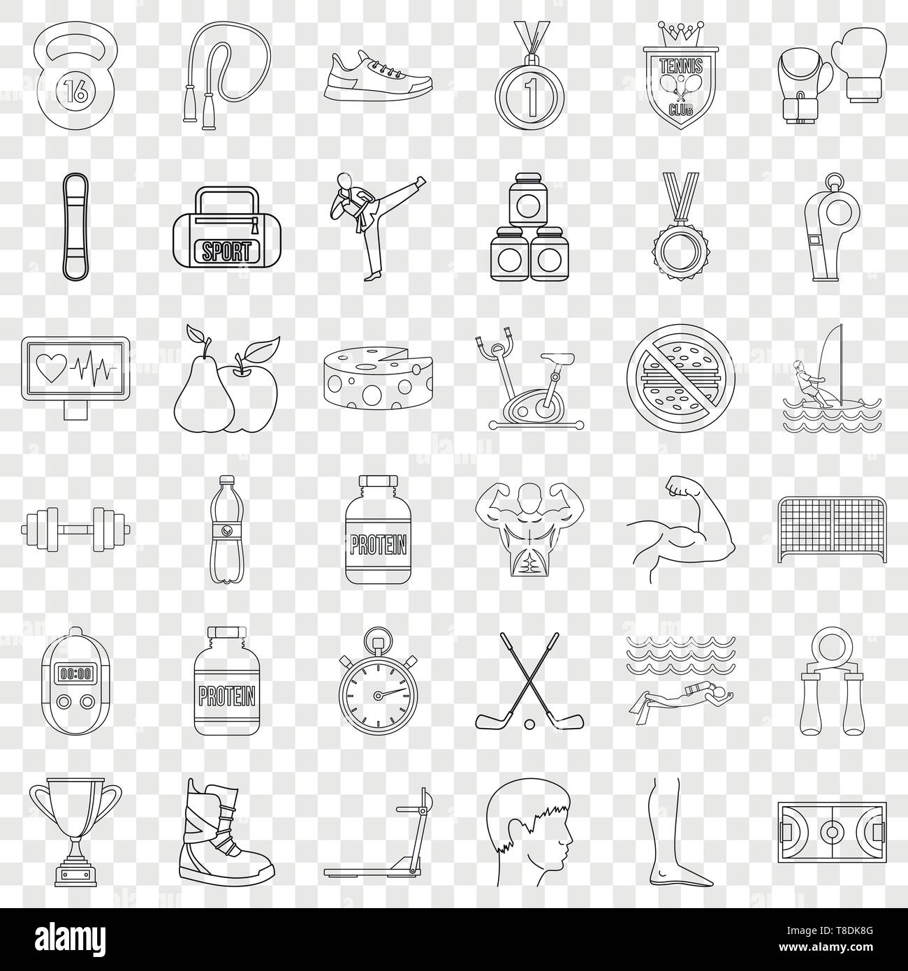 Sportsman icons set style du contour, Illustration de Vecteur