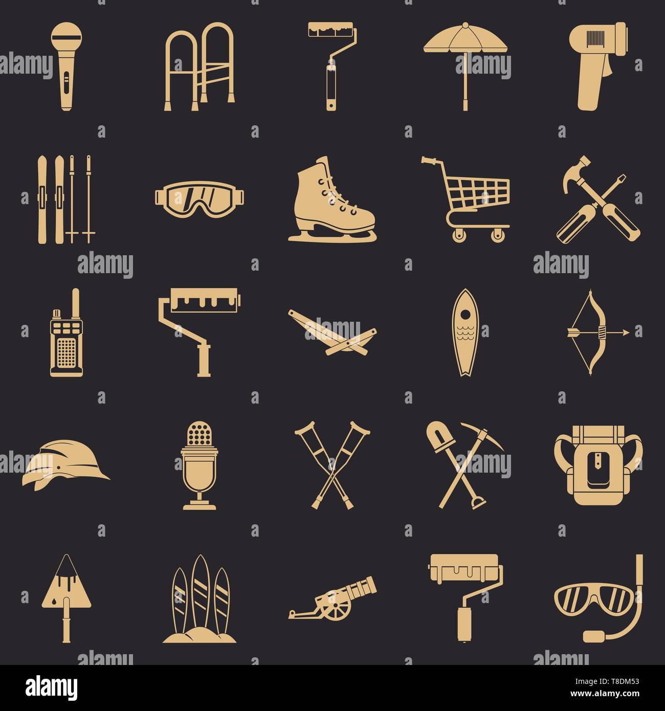 Équipements officiels icons set, le style simple Illustration de Vecteur