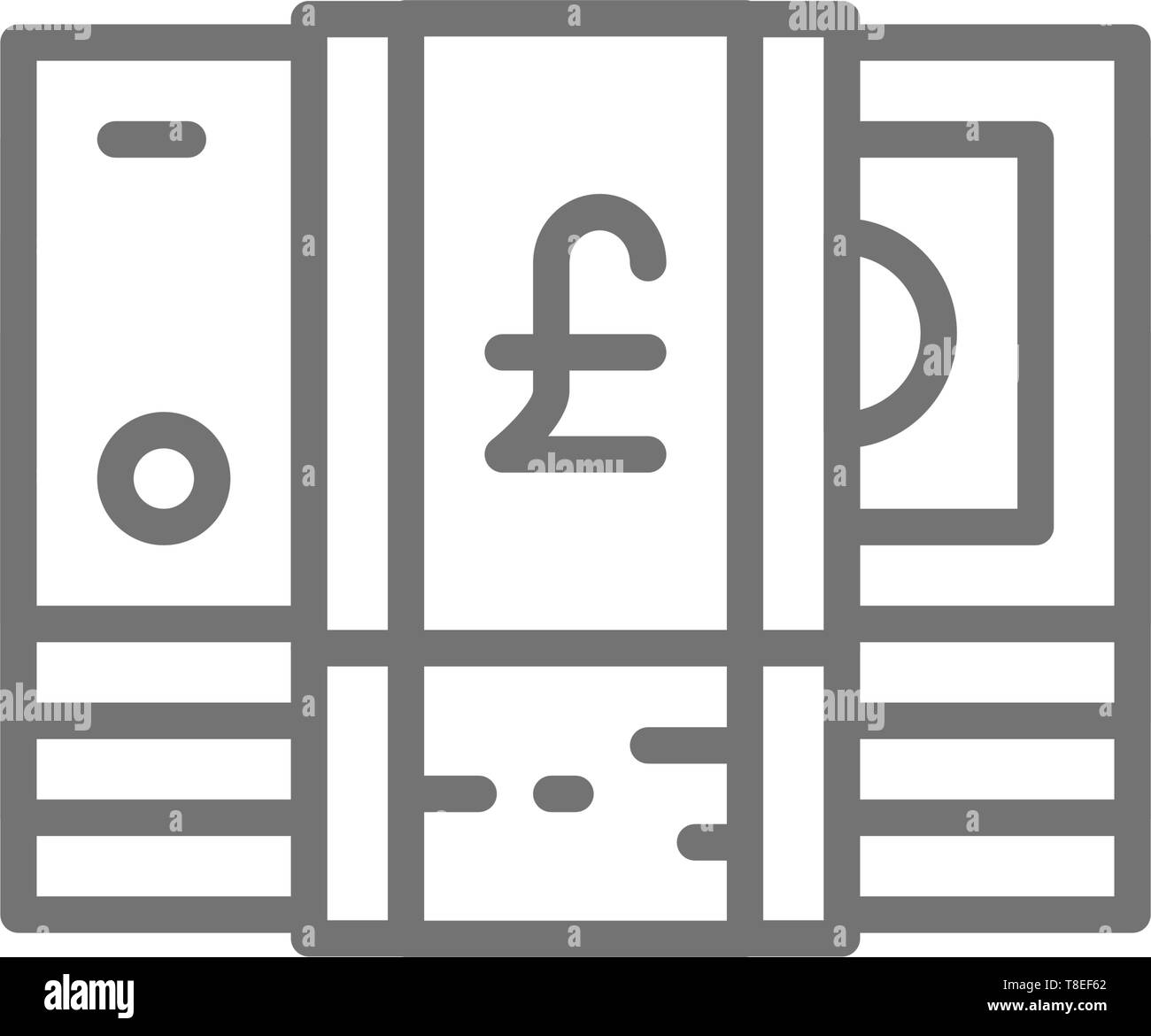 Pile de livre anglaise, GBP, la monnaie, l'icône de la ligne de l'argent. Illustration de Vecteur