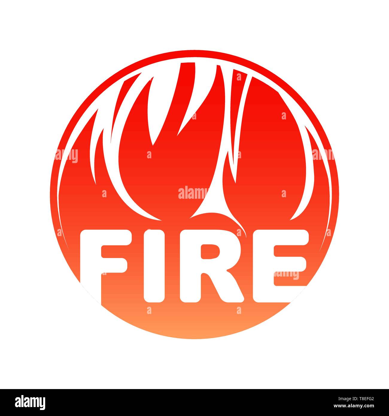 Logo feu rond, cercle rouge design flamboyant avec texte. Illustration de Vecteur