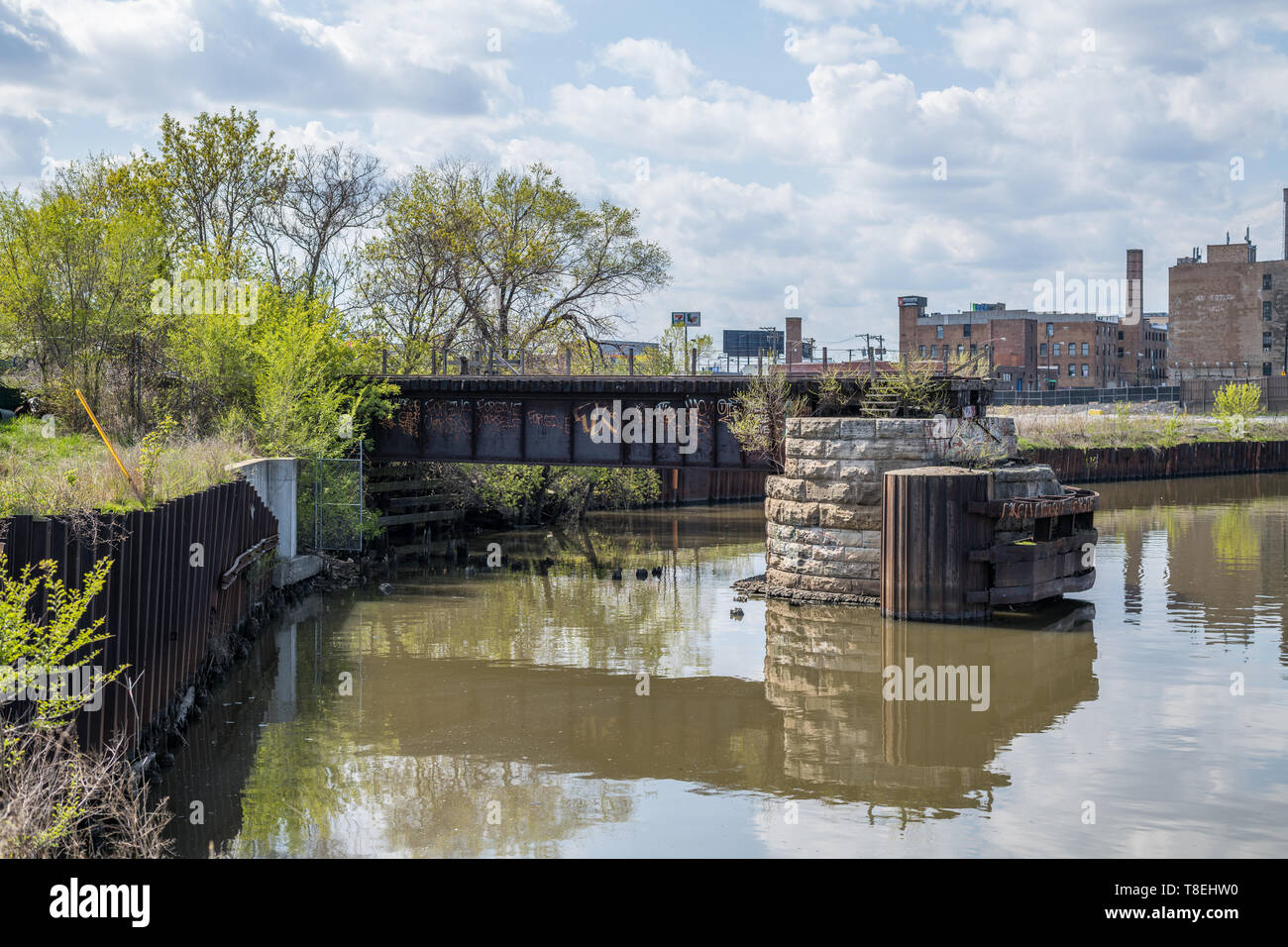 Chicago, Milwaukee, St. Paul & Z-6, construit en 1899, l'un des plus anciens ponts de Chicago Banque D'Images