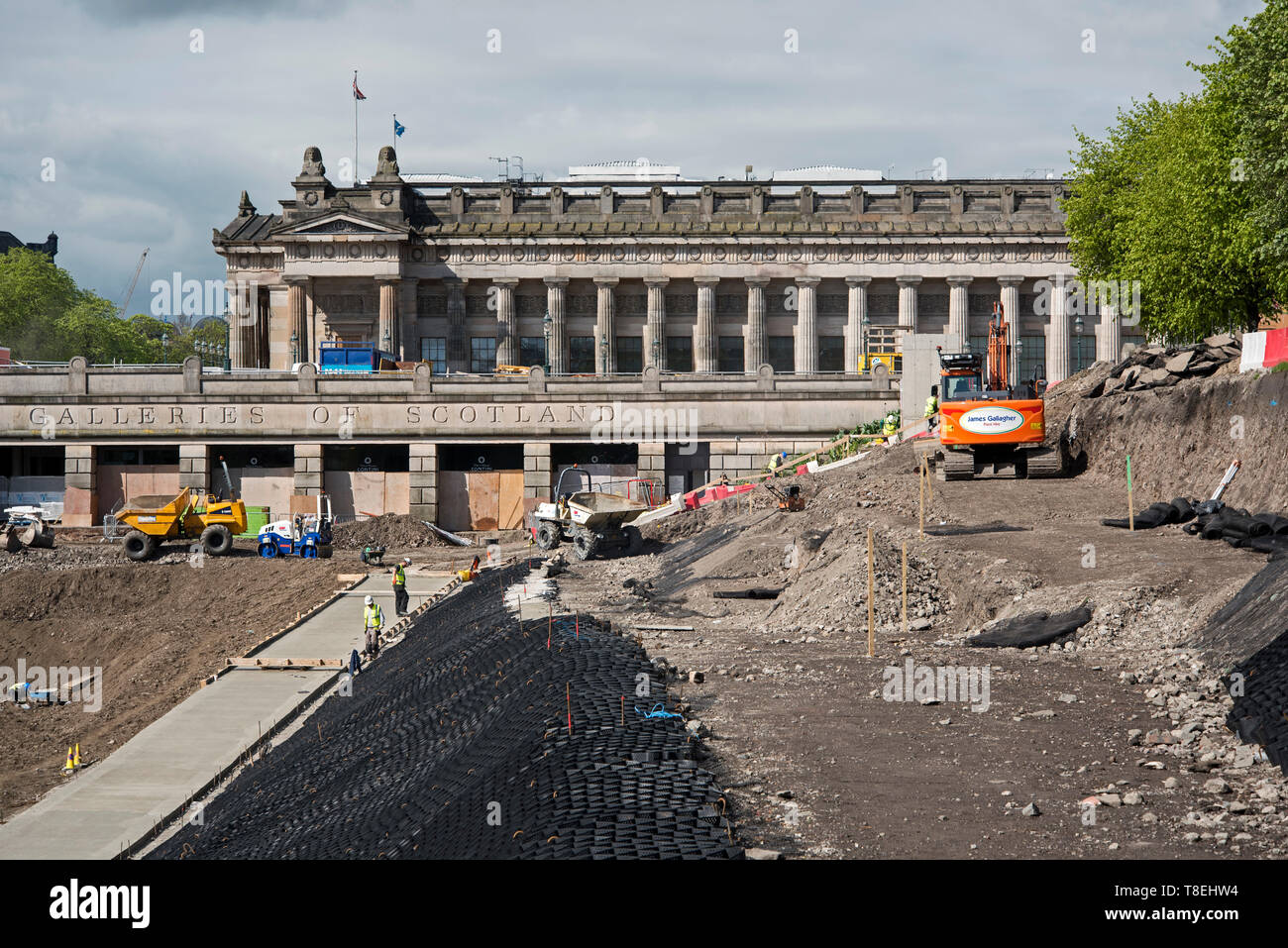 L'aménagement paysager de jardins de Princes Street, est menée dans le cadre de l'élaboration de la National Gallery of Scotland à Édimbourg, Écosse, Royaume-Uni Banque D'Images
