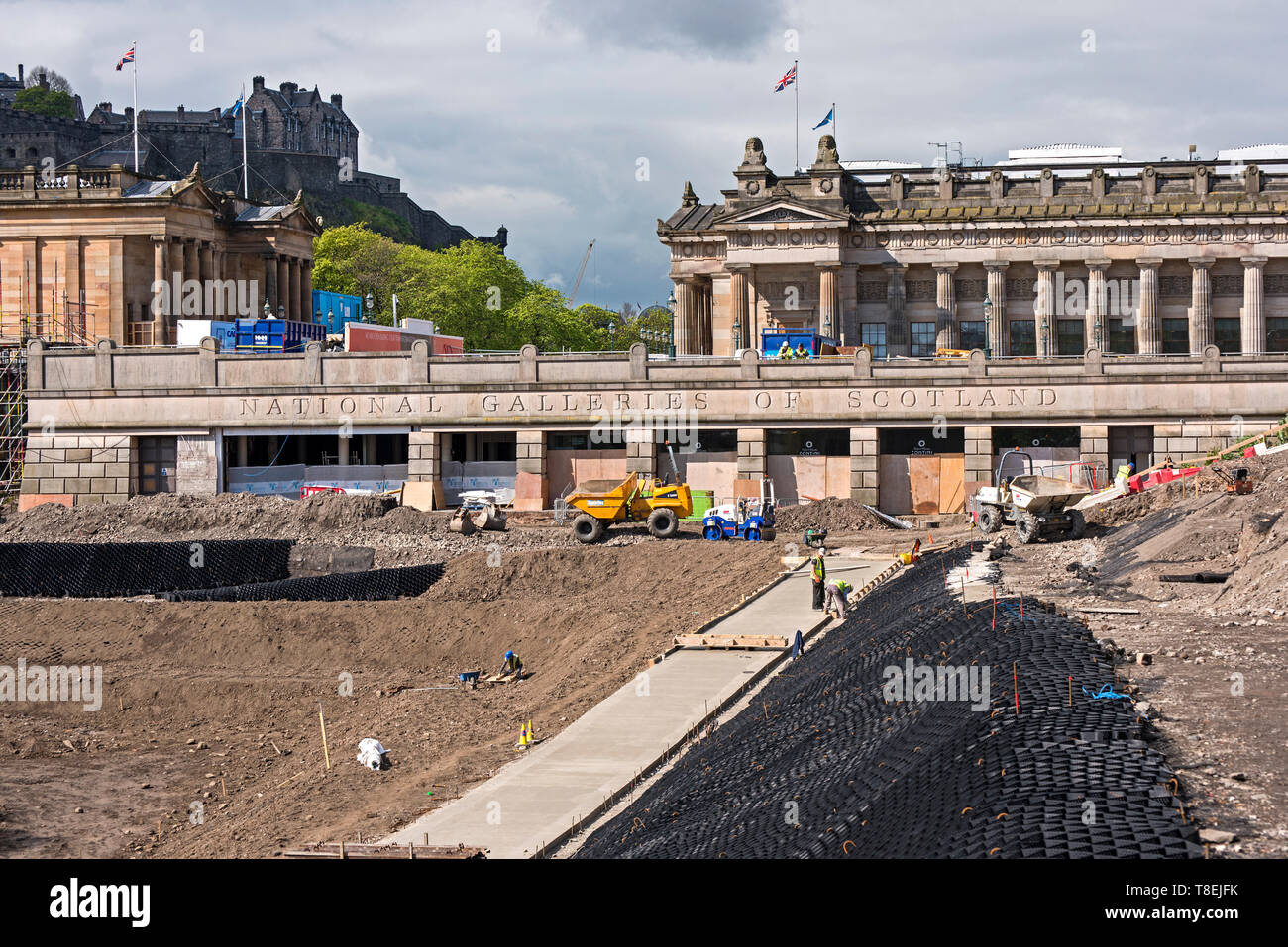 L'aménagement paysager de jardins de Princes Street, est menée dans le cadre de l'élaboration de la National Gallery of Scotland à Édimbourg, Écosse, Royaume-Uni Banque D'Images