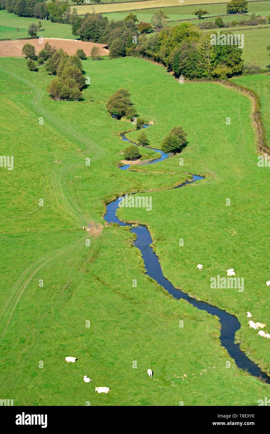 France, Saône et Loire, le Parc Naturel Régional du Morvan (vue aérienne) Banque D'Images