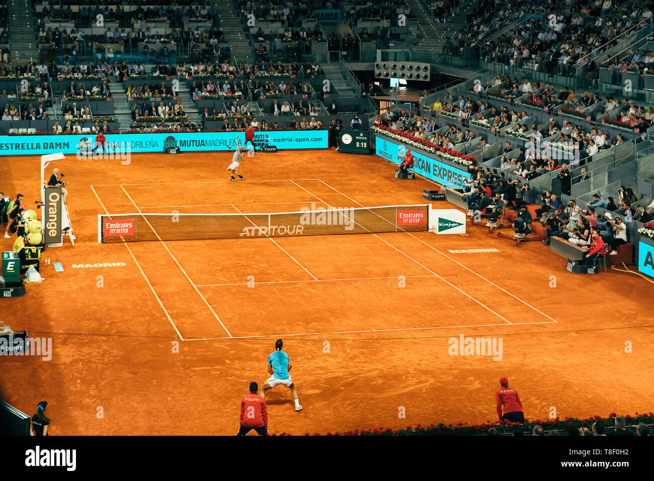 Madrid, Espagne, 11 mai 2019 : Le centre de tennis Caja Magica pendant l'Open de Madrid 2019 Mutua Premier tournoi de tennis ATP Obligatoire, demi-finale hommes Raf Banque D'Images