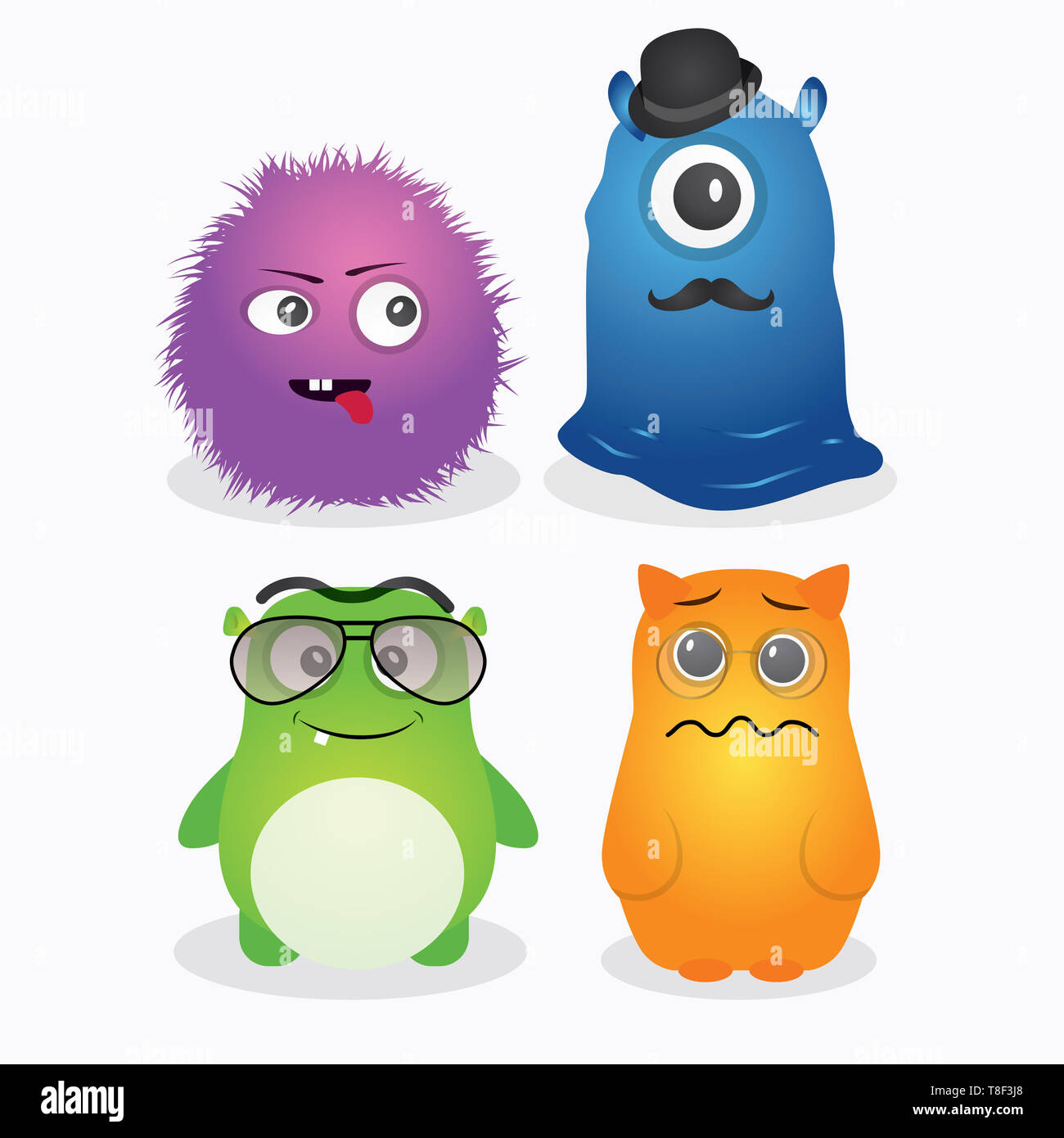 Un ensemble de vecteur conception modèle monstre mignon Banque D'Images