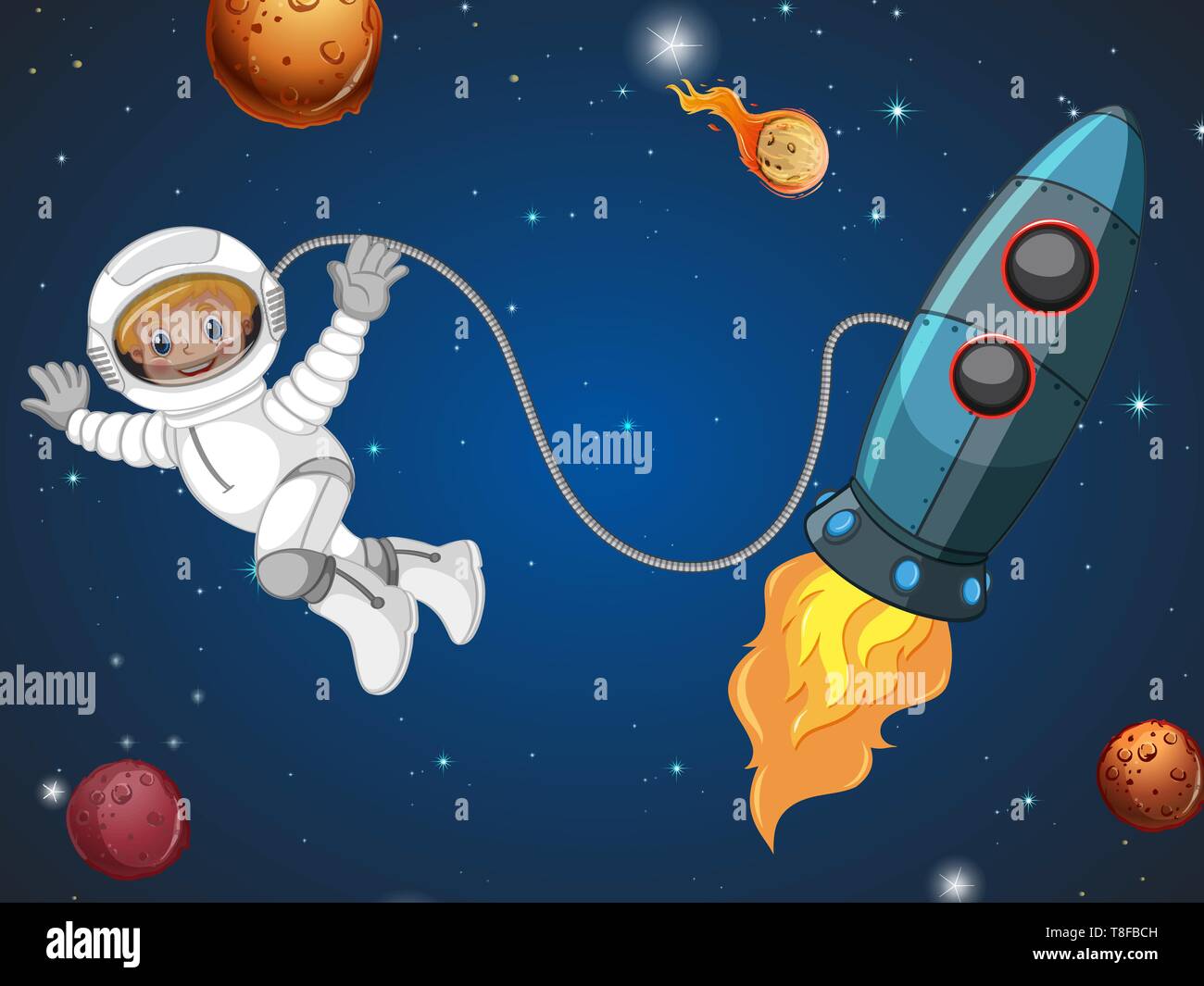 Un astronaute dans l'espace illustration Illustration de Vecteur