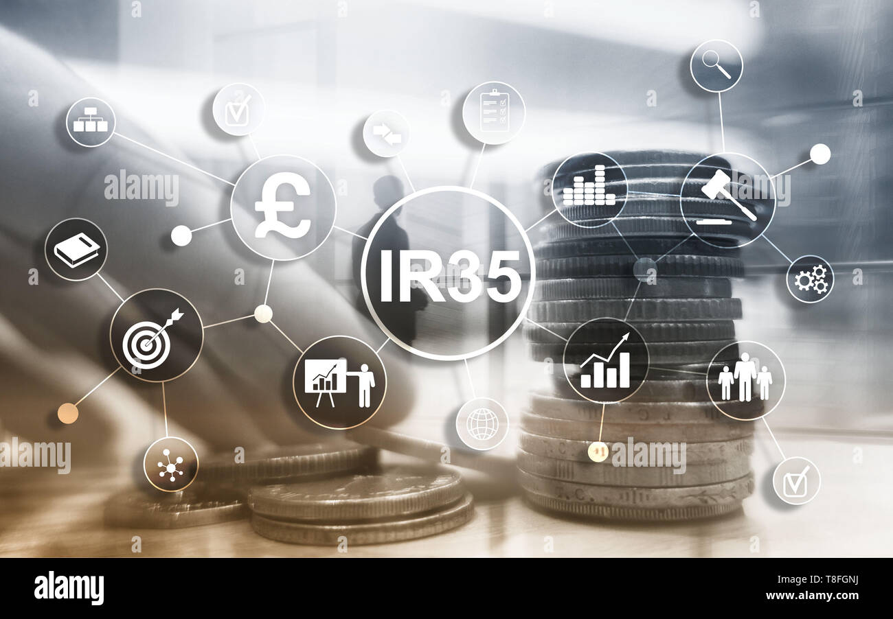 IR35 Finances concept. Royaume-uni loi fiscale, l'évasion fiscale. Banque D'Images