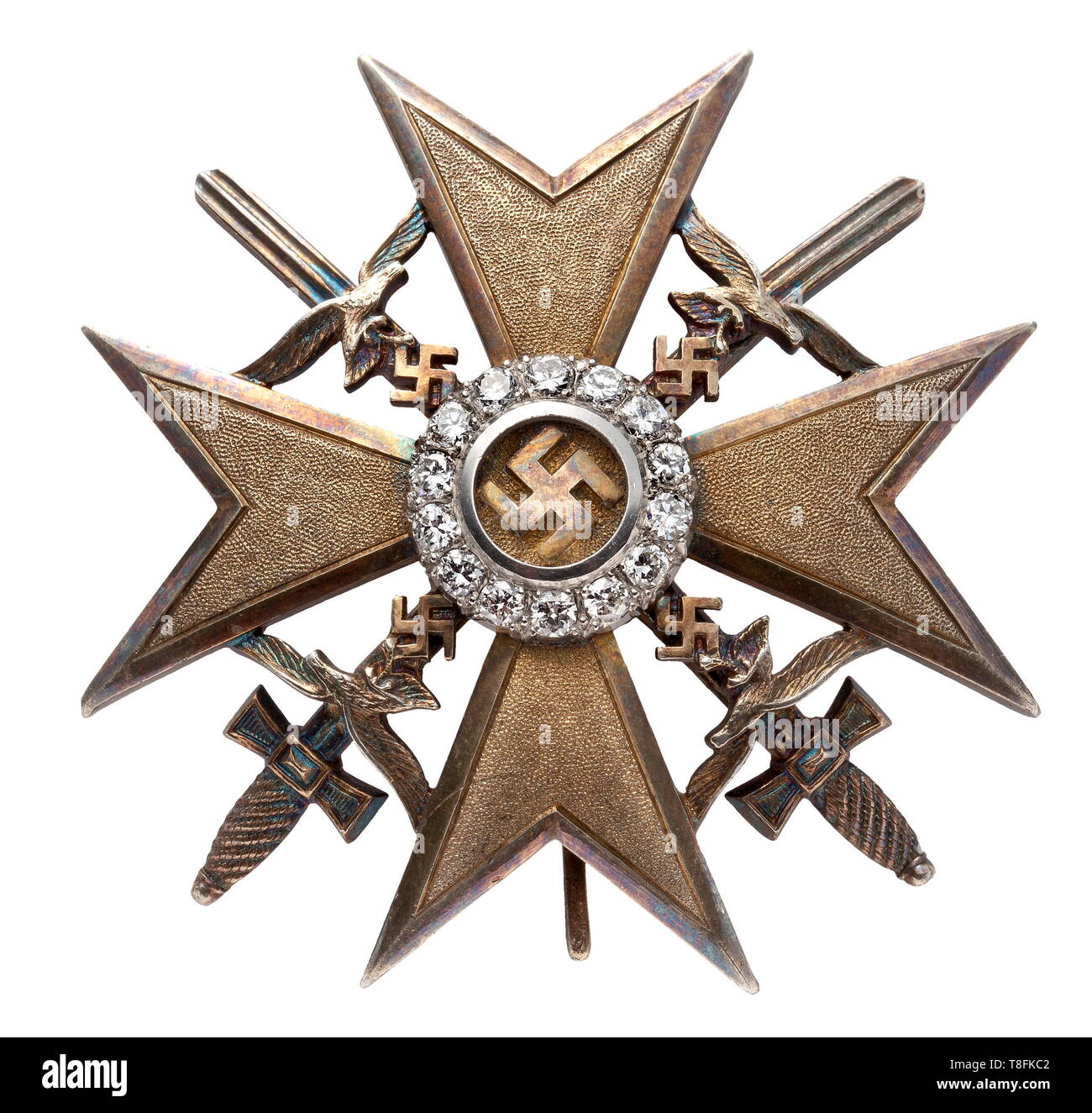 Oberst Werner Mölders - une croix en or espagnole avec des épées et des diamants La croix corps de ce 'classe' de la Croix-Rouge espagnole en argent doré est un peu plus élevé que celui de la basse-cours de bourse. En ce qui concerne d'autres caractéristiques de la production, cette plus haute la bravoure de la guerre civile espagnole a également cle 20e siècle, Editorial-Use-seulement Banque D'Images