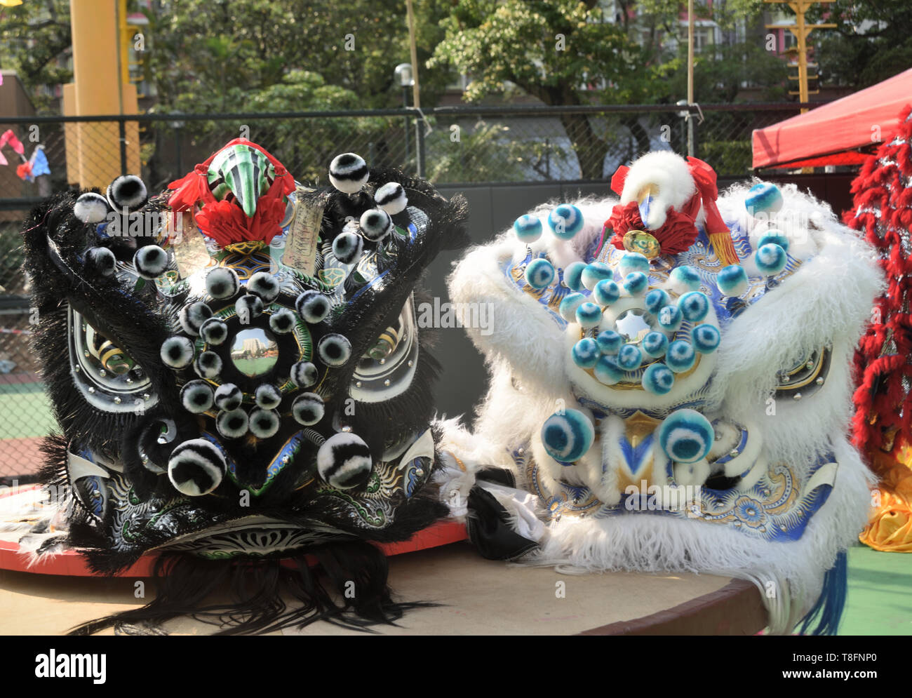 Têtes de lion chinois traditionnel costume Banque D'Images