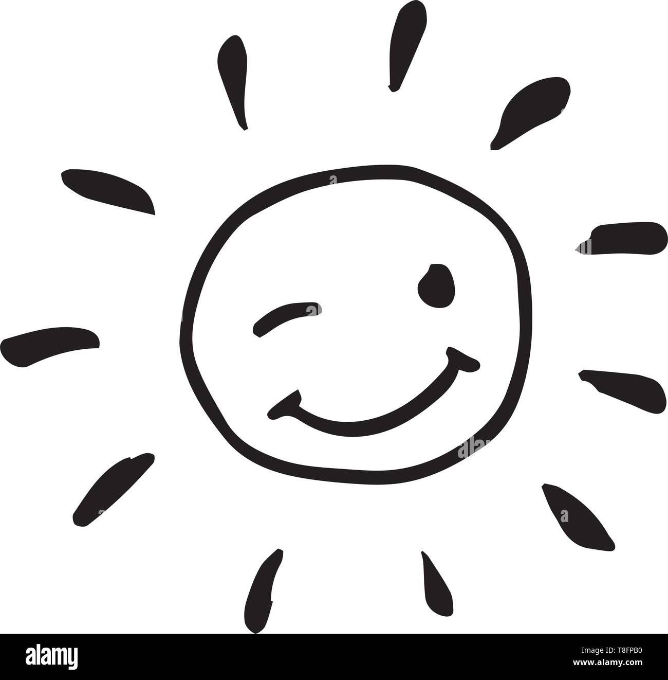 Le noir et blanc professionnels clignant de soleil dessin. Cool vector illustration dans un style enfantin. Illustration de Vecteur