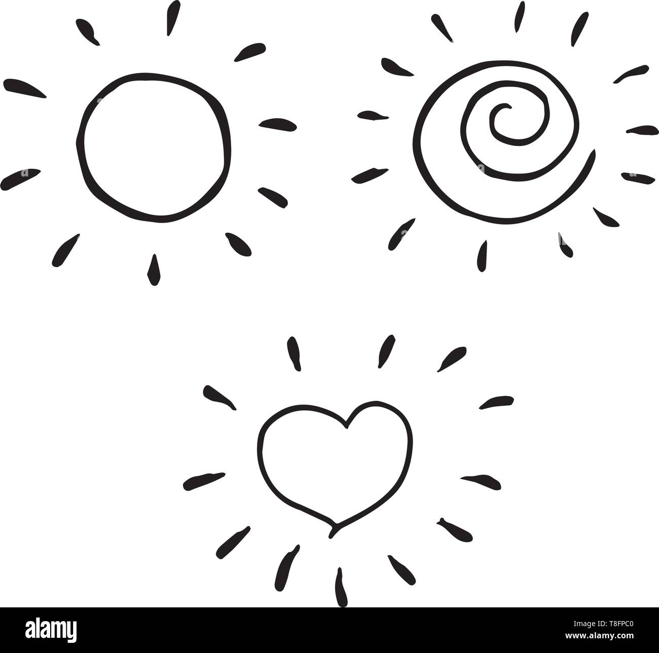 Sunny créative collection vector cool en style enfantin. Illustration de Vecteur